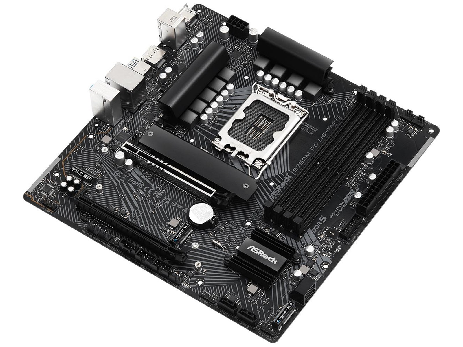 ASRock B760M PG LIGHTNING Mainboard - Intel B760 - Intel LGA1700 socket - DDR5 RAM - Micro-ATX