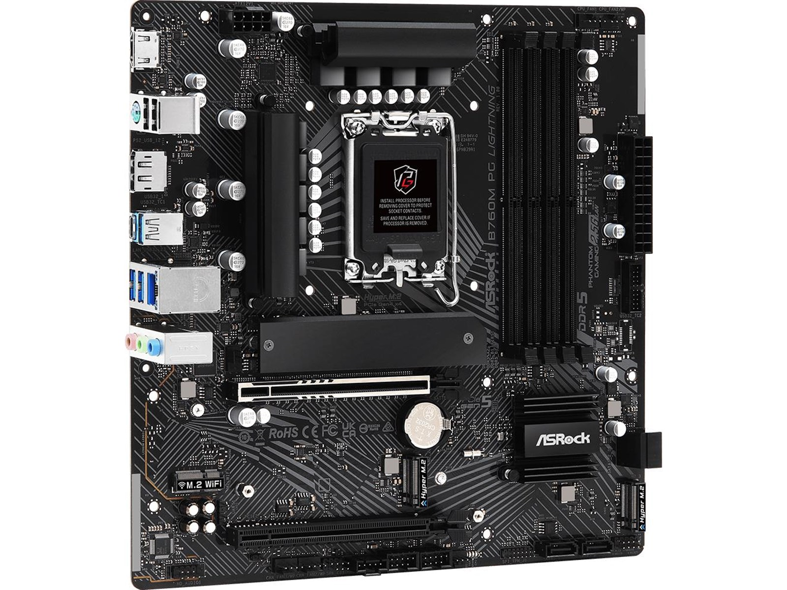 ASRock B760M PG LIGHTNING Mainboard - Intel B760 - Intel LGA1700 socket - DDR5 RAM - Micro-ATX