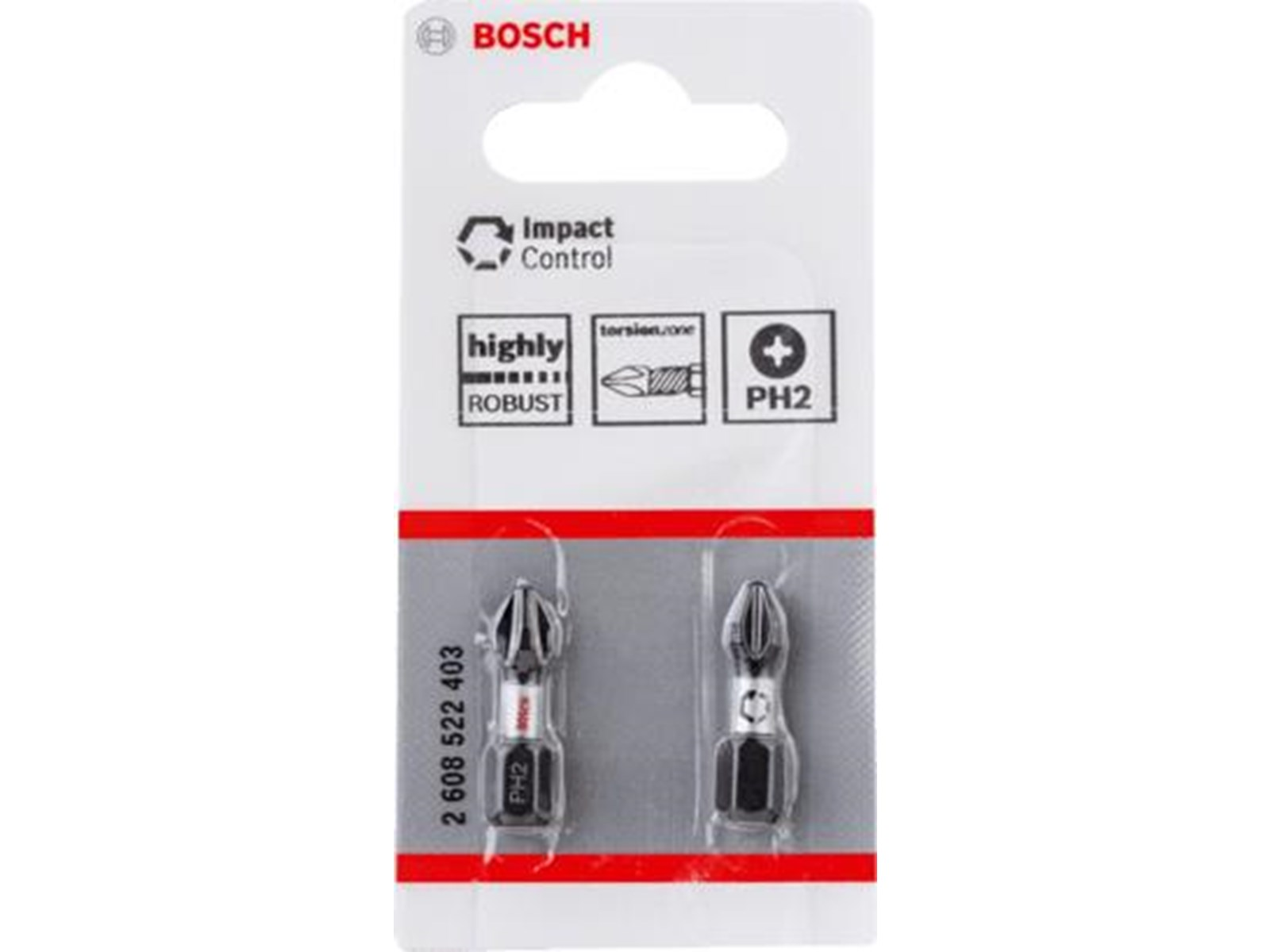 Bosch IMPACT CONTROL SCREWDRIVER BIT SET PHILLIPS 2 PCS FOR DRIVERS
