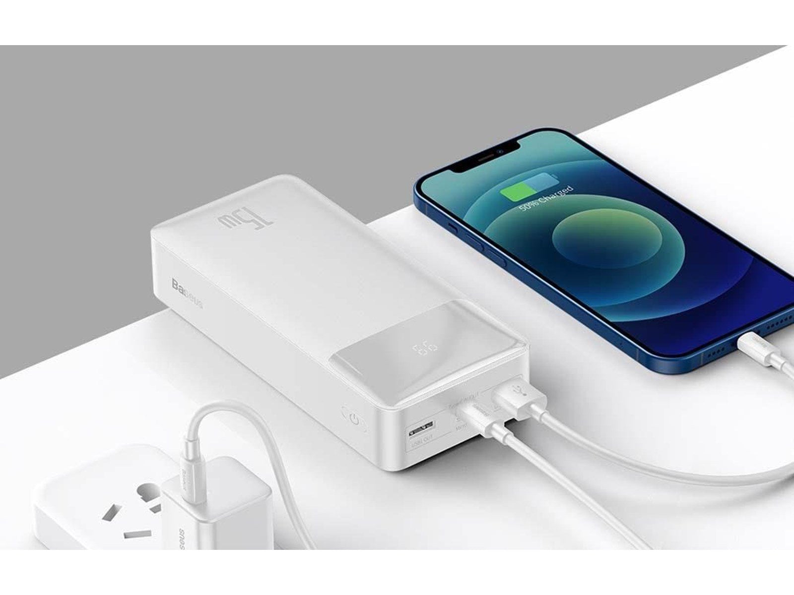 Baseus Bipow Powerbank (Akku) - Weiß - 30000 mAh