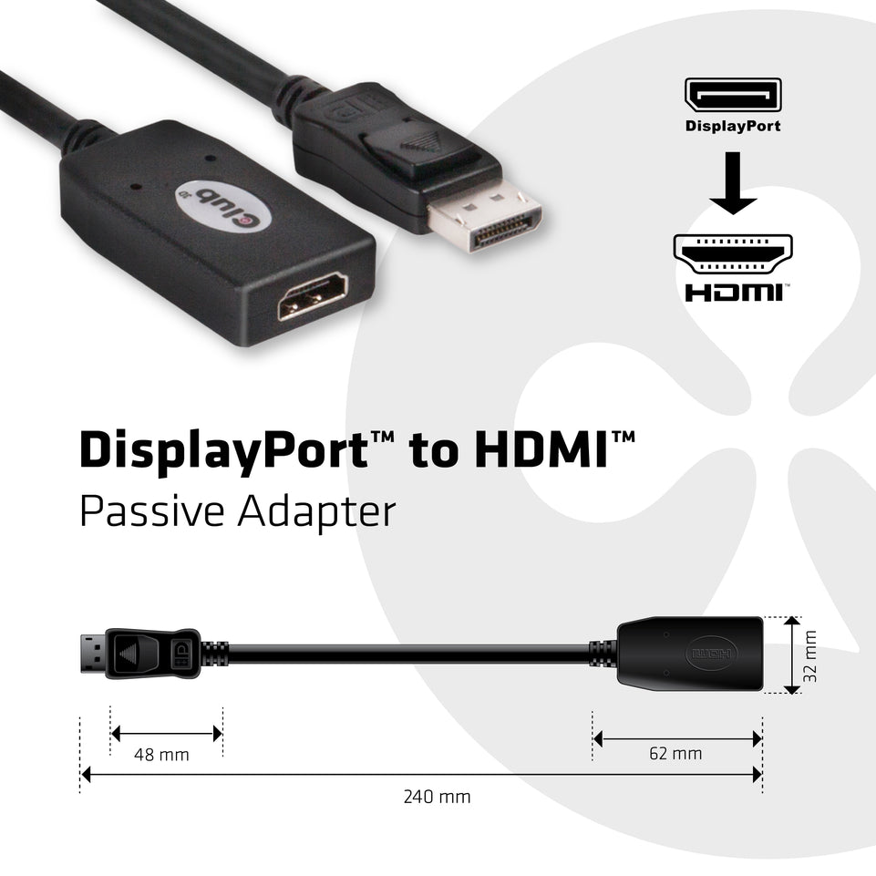 Club3D Adapter DisplayPort > HDMI St/Bu retail