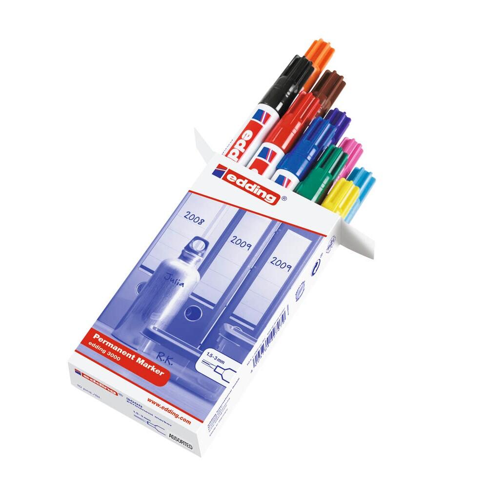 edding 3000 Permanentmarker farbsortiert 1,5 - 3,0 mm - 10 Stück
