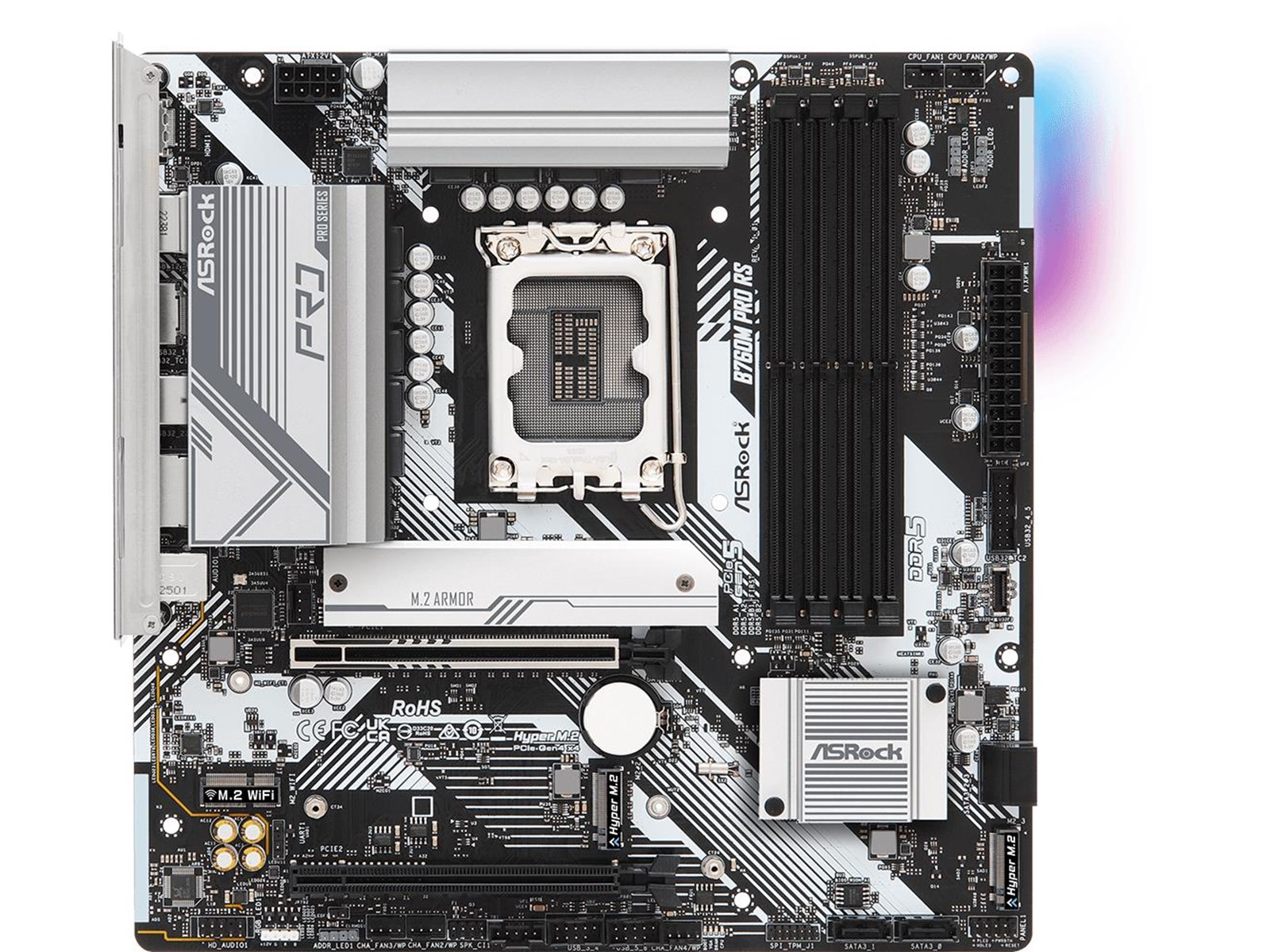 ASRock B760M PRO RS Mainboard - Intel B760 - Intel LGA1700 socket - DDR5 RAM - Micro-ATX