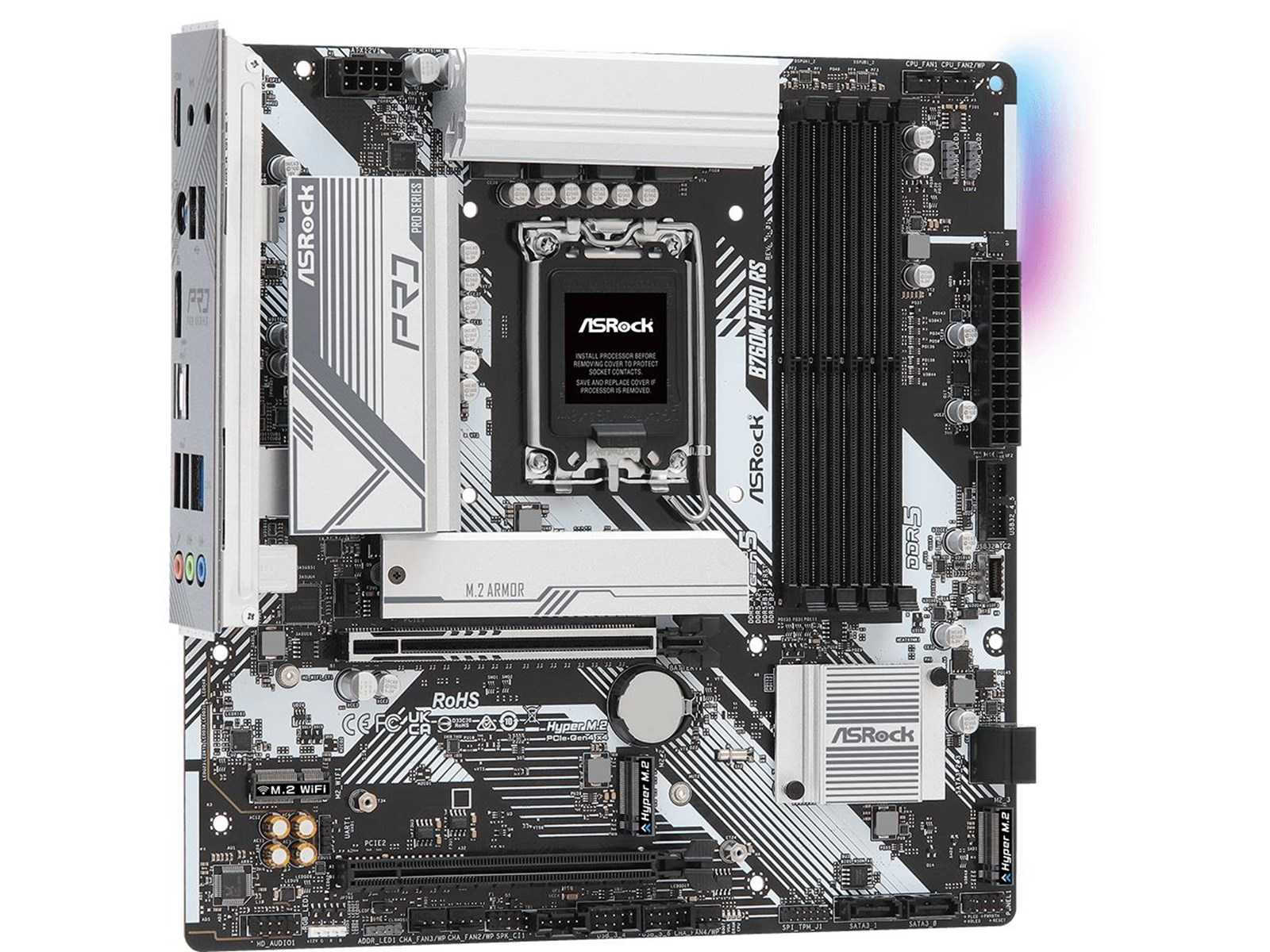 ASRock B760M PRO RS Mainboard - Intel B760 - Intel LGA1700 socket - DDR5 RAM - Micro-ATX