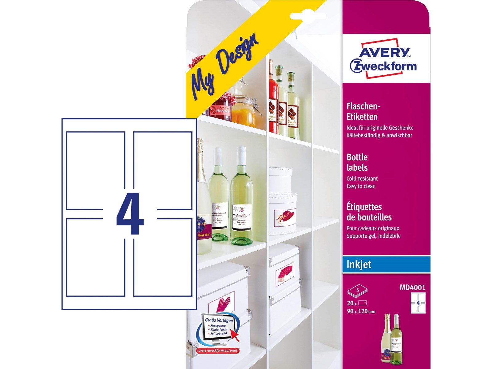 Avery Bottle Labels Inkjet 5 sheet A4