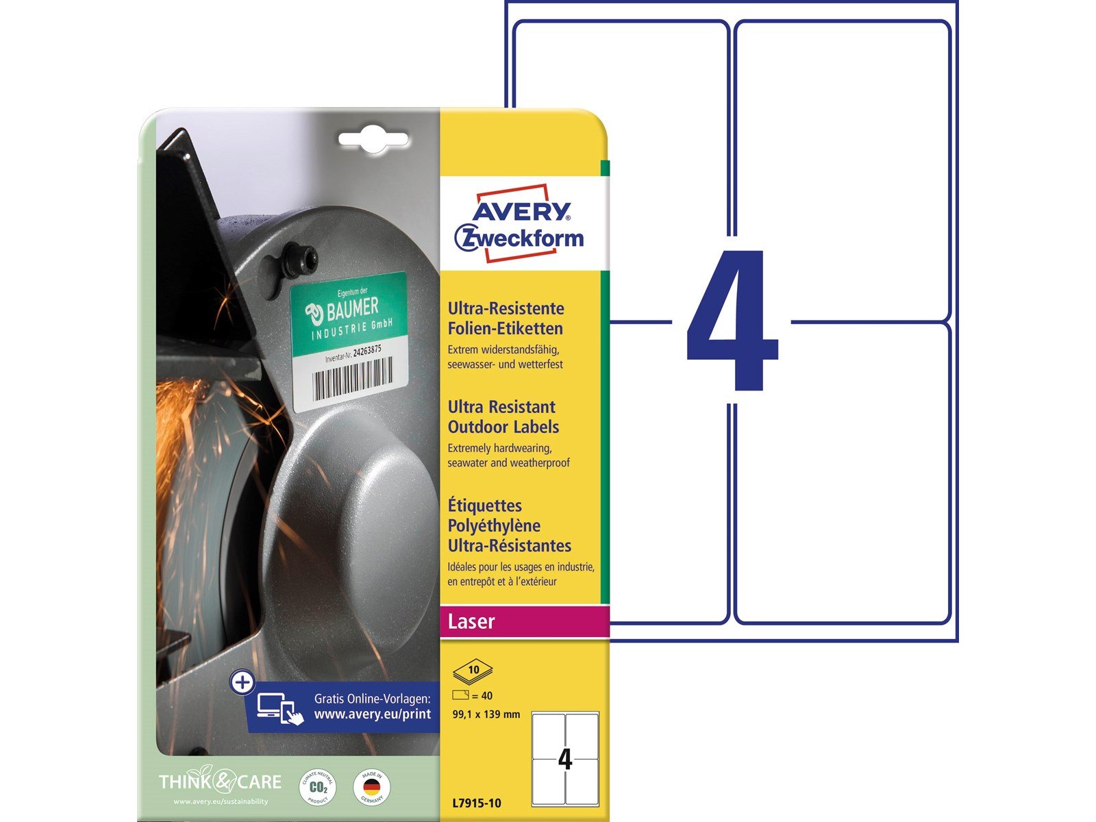 Avery Ultra Resistant Stretchable Labels White (-40oC to +150oC)