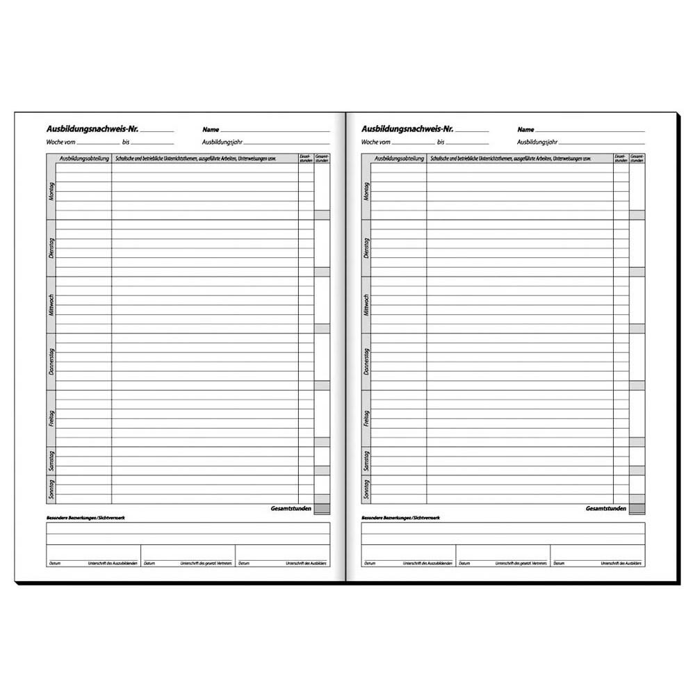 sigel Ausbildungsnachweis, tägliche Eintragungen Formularbuch AW480 - 28 Blatt