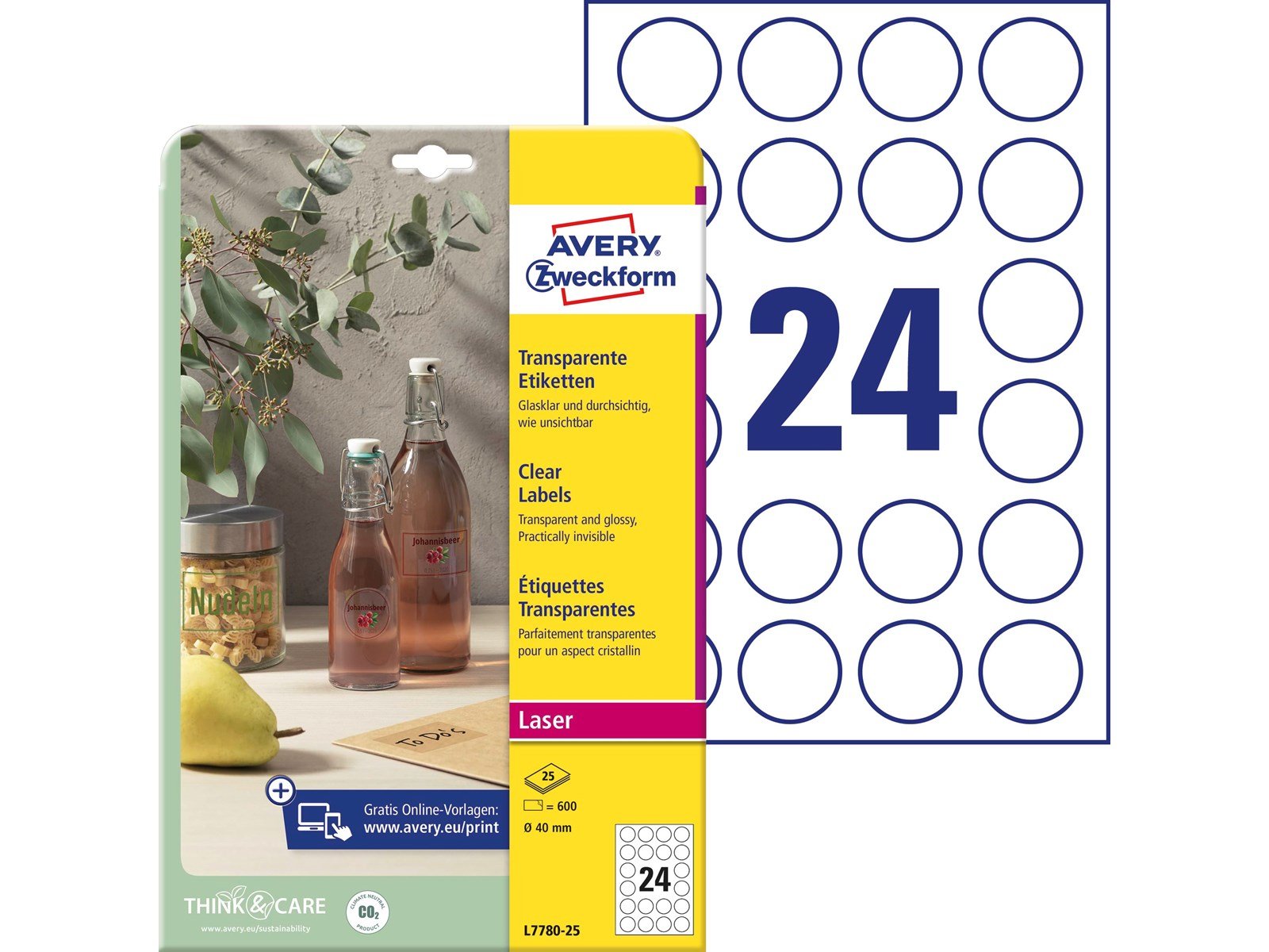 Avery Crystal clear labels (-20oC to +80oC)