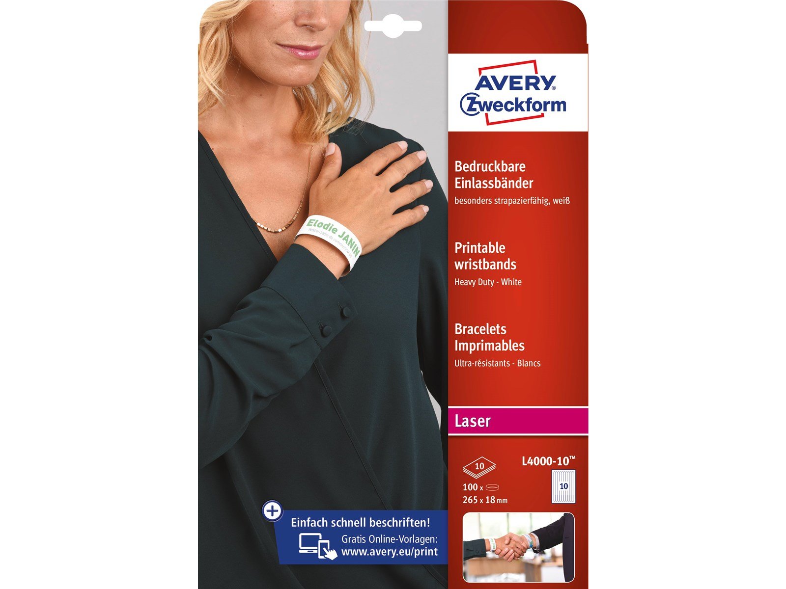 Avery Printable wristbands resistent PVC-free material