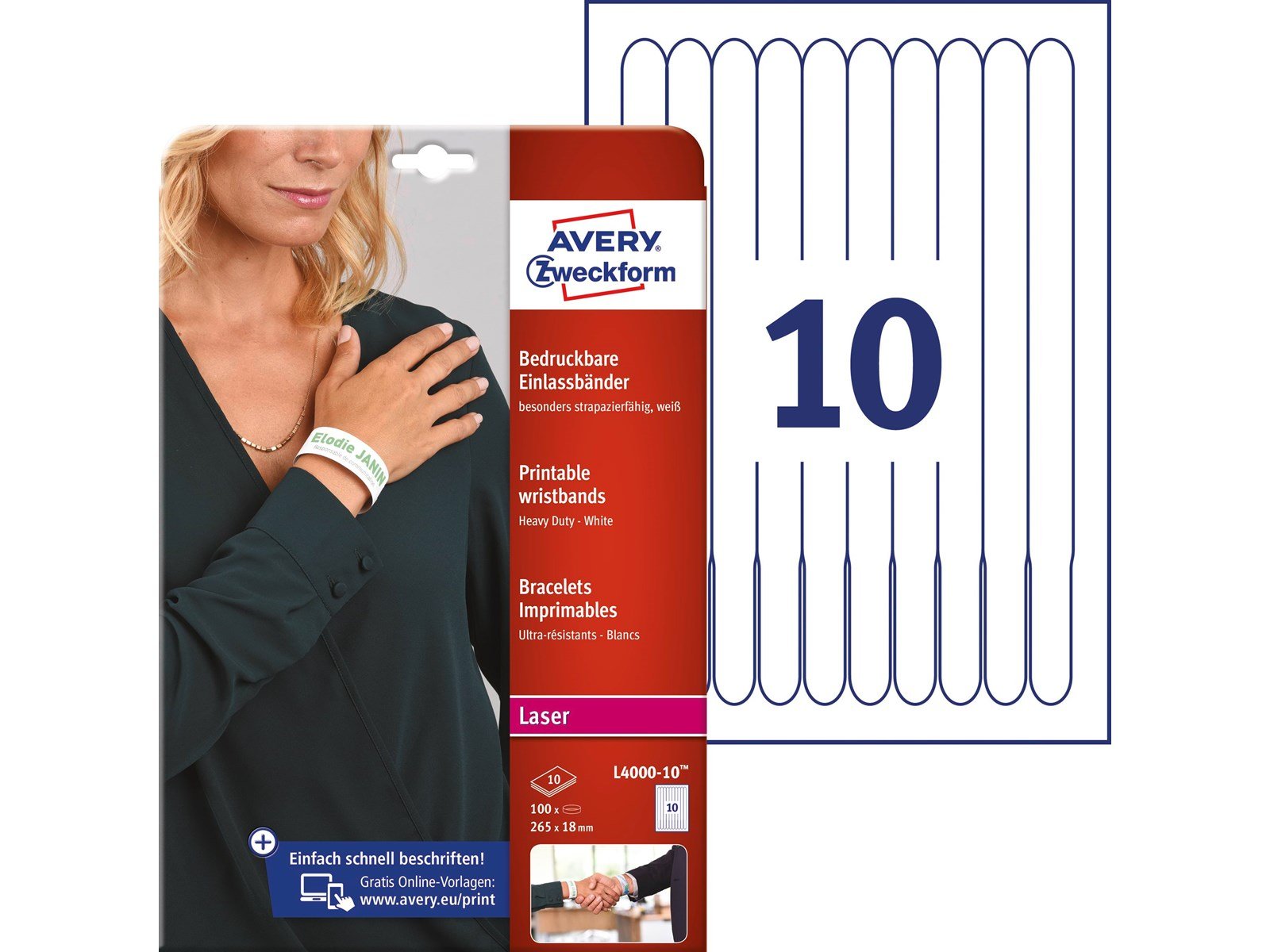 Avery Printable wristbands resistent PVC-free material