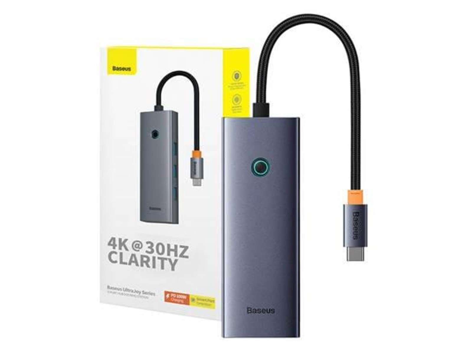 Baseus 5-in-1 Hub UltraJoy Series USB-C to HDMI4K@30Hz+3xUSB 3.0+1xPD (grey) USB-Hubs - USB 3.0 - 5 - Grau
