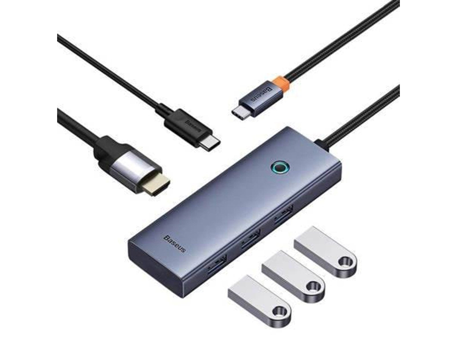 Baseus 5-in-1 Hub UltraJoy Series USB-C to HDMI4K@30Hz+3xUSB 3.0+1xPD (grey) USB-Hubs - USB 3.0 - 5 - Grau