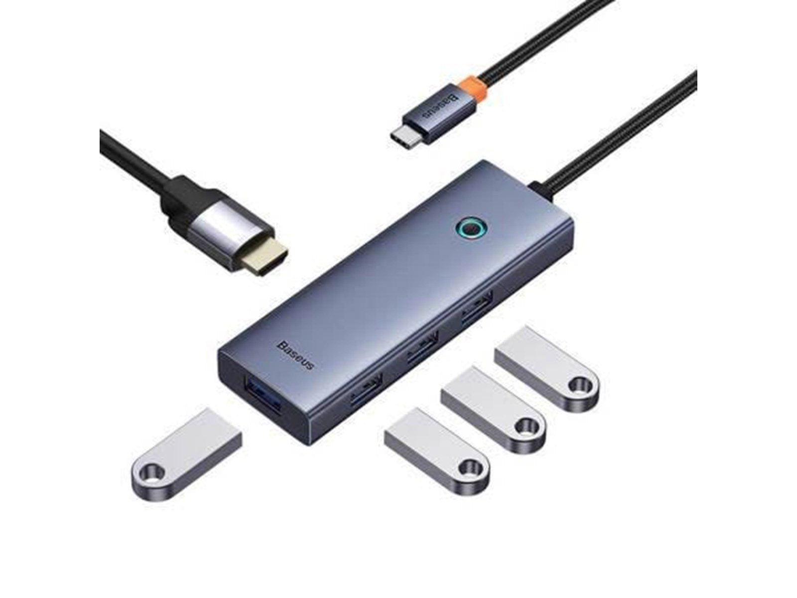 Baseus Hub 5w1 UltraJoy 5-Port (1xHDMI4K@30Hz + 4x USB-Hubs - USB 3.0 - 5 - Grau