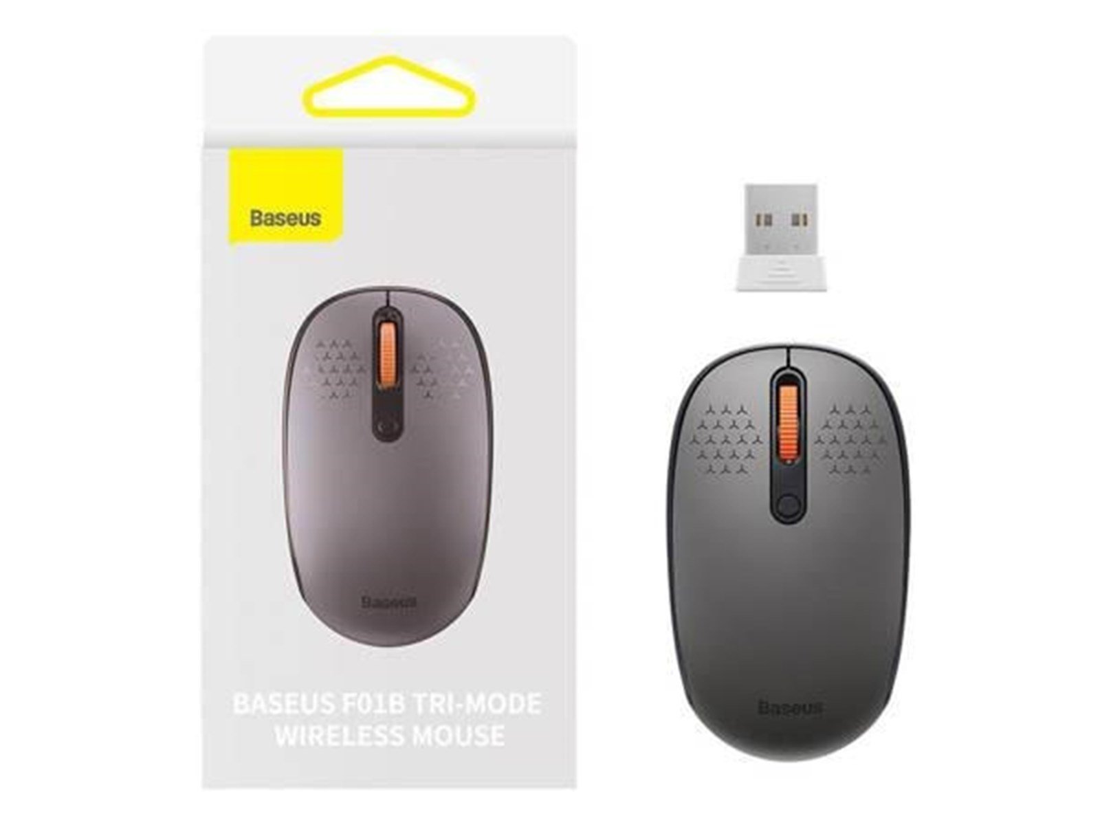 Baseus Wireless mouse F01B Tri-mode 2.4G BT 5.0 1600 DPI (frosted grey) - Maus (Grau)