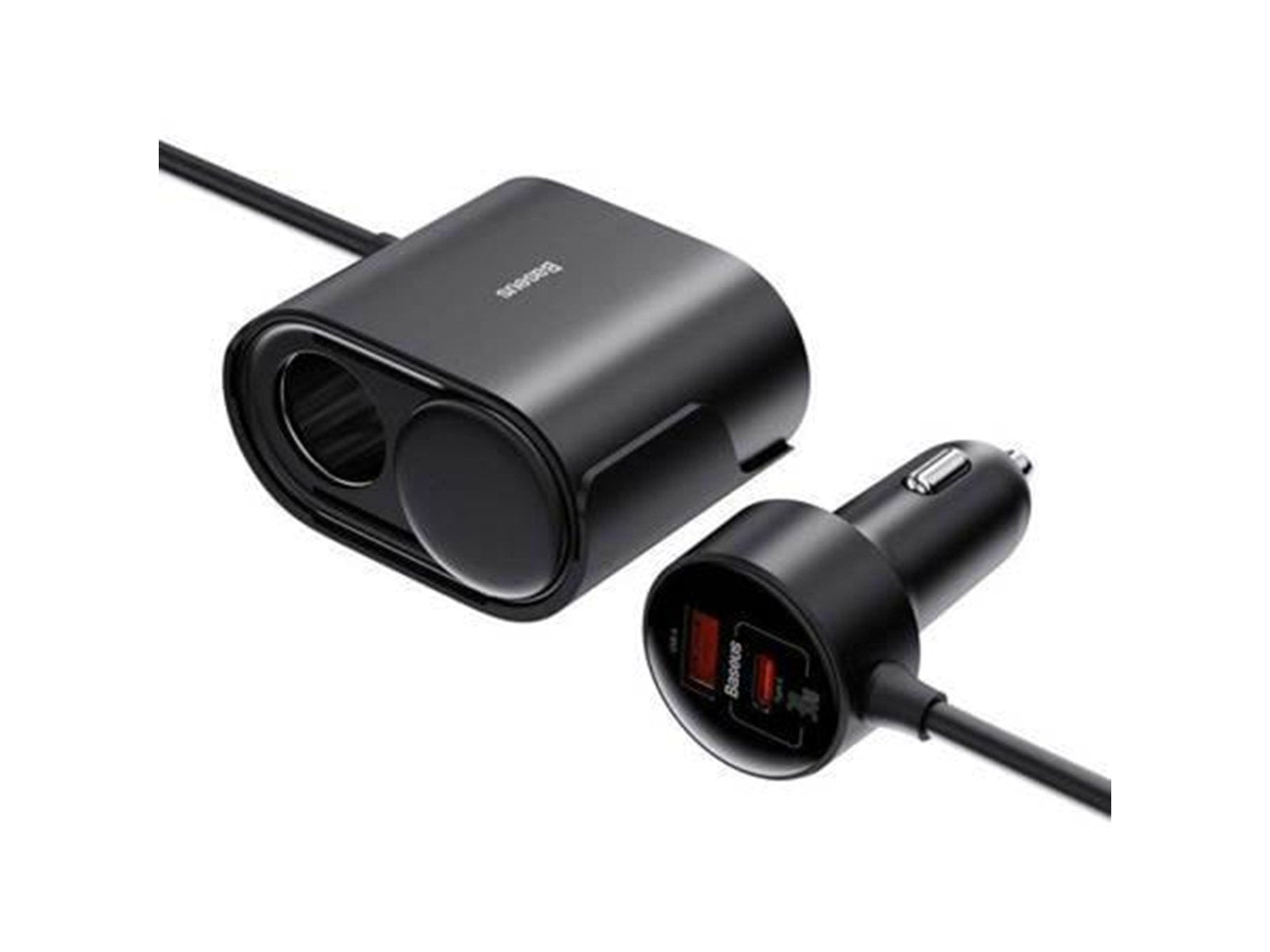 Baseus High Efficiency Pro 1-for-2 Car Cigarette Lighter  30W (Black)