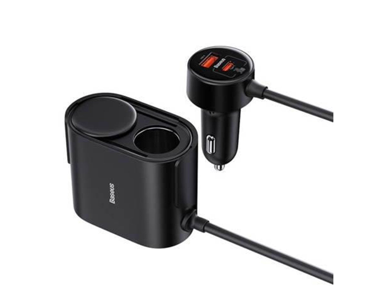 Baseus High Efficiency Pro 1-for-2 Car Cigarette Lighter  30W (Black)