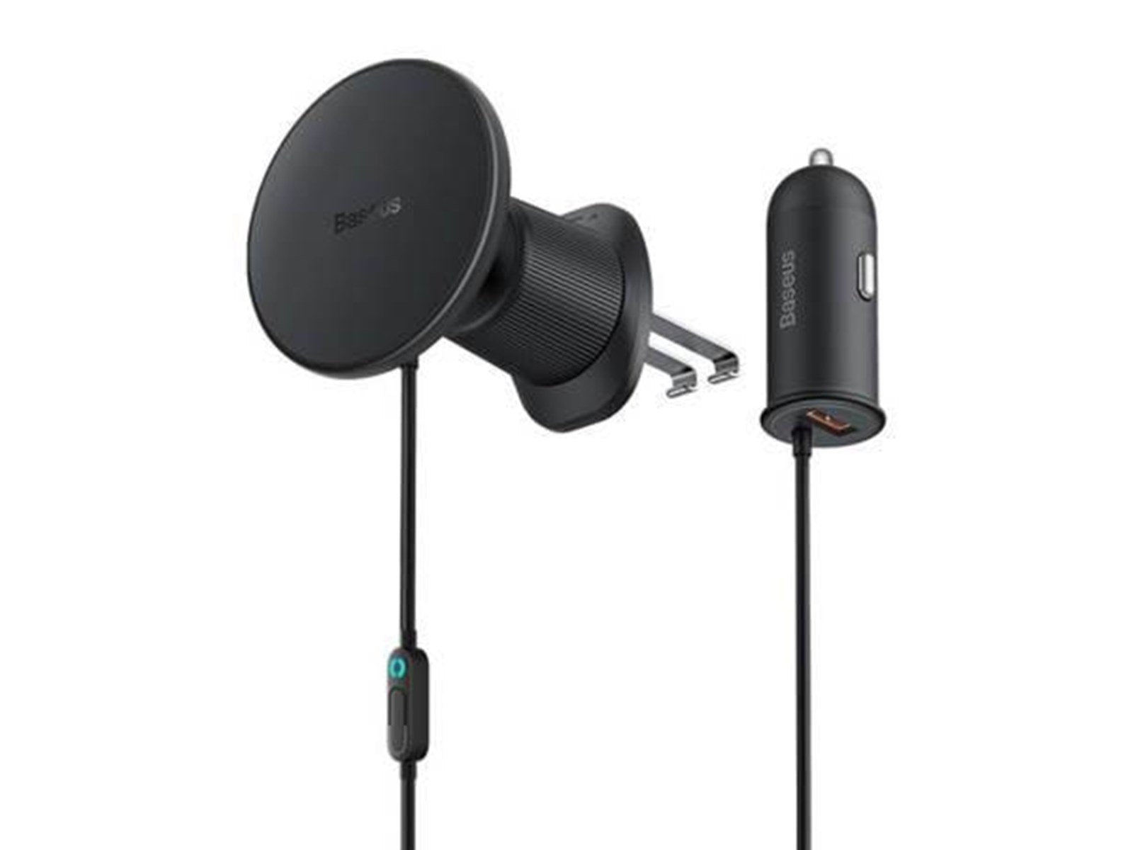 Baseus Magnetic Car Phone Holder  CW01 to Ventilation Grid with car charger USB-A 15W + 25W (black)