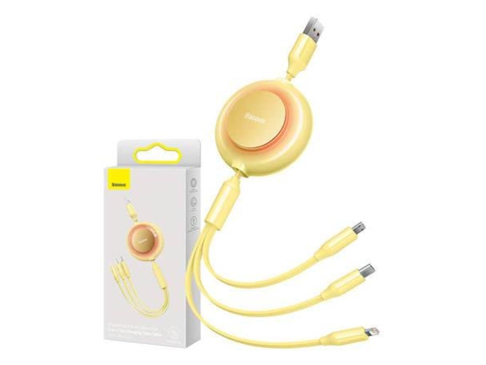 Baseus Bright Mirror 2 USB 3-in-1 cable for micro USB / USB-C / Lightning 3.5A 1.1m (Yellow) USB-Hubs - USB 2.0 - 4 - Gelb