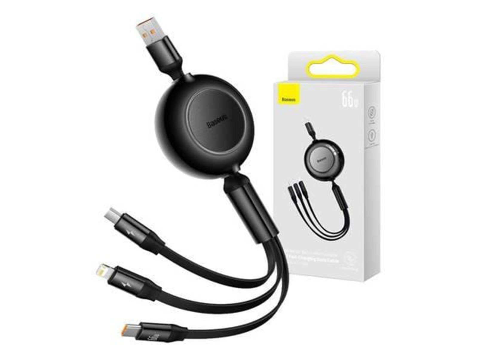 Baseus Bright Mirror 3 USB 3-in-1 cable for micro USB / USB-C / Lightning 66W / 2A 1.1m (Black) USB-Hubs - USB 2.0 - Schwarz