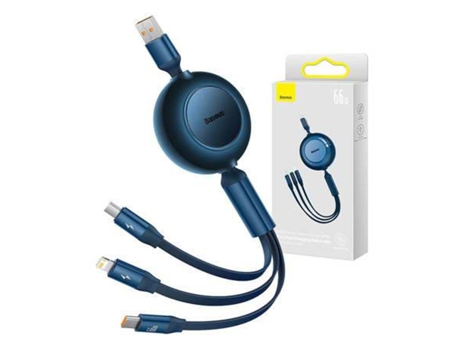 Baseus Bright Mirror 3 USB 3-in-1 cable for micro USB / USB-C / Lightning 66W / 2A 1.1m (Blue) USB-Hubs - USB 2.0 - 4 - Schwarz