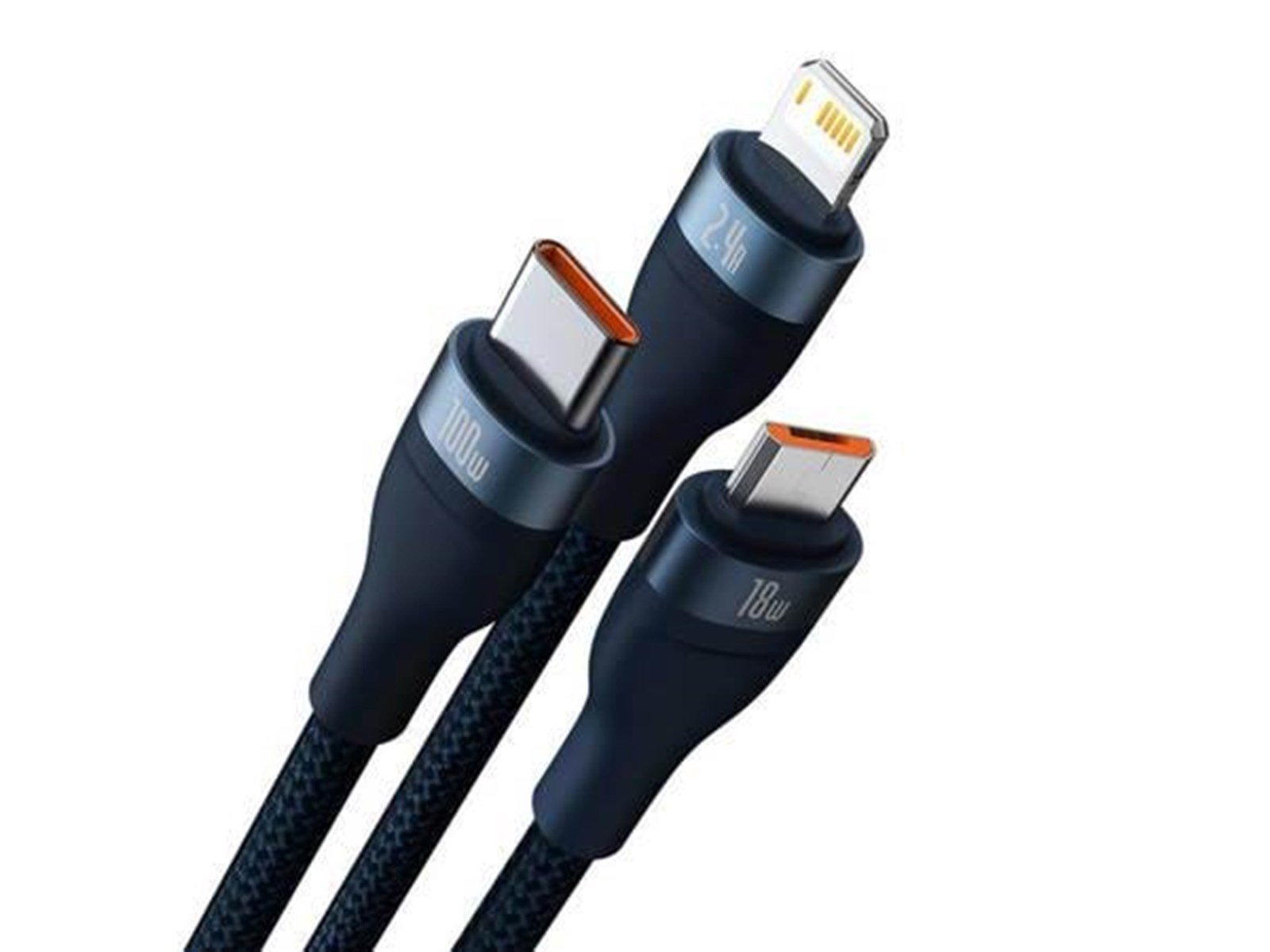 Baseus 3in1 USB cable  Flash Series USB-C + micro USB + Lightning 100W 1.2m (blue)