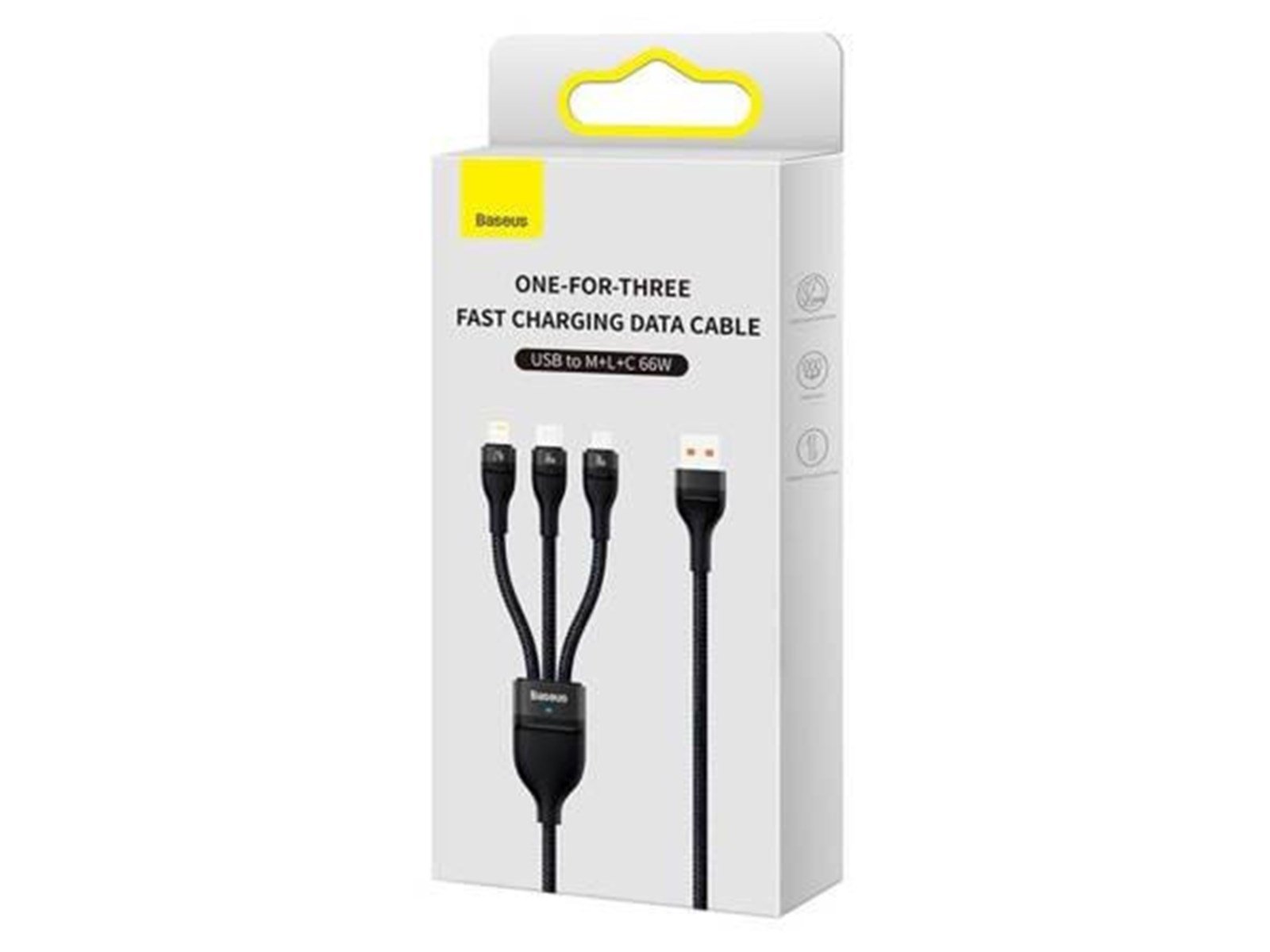 Baseus 3in1 USB cable  Flash II Series USB-C + micro USB + Lightning 66W 1.2m (Black)