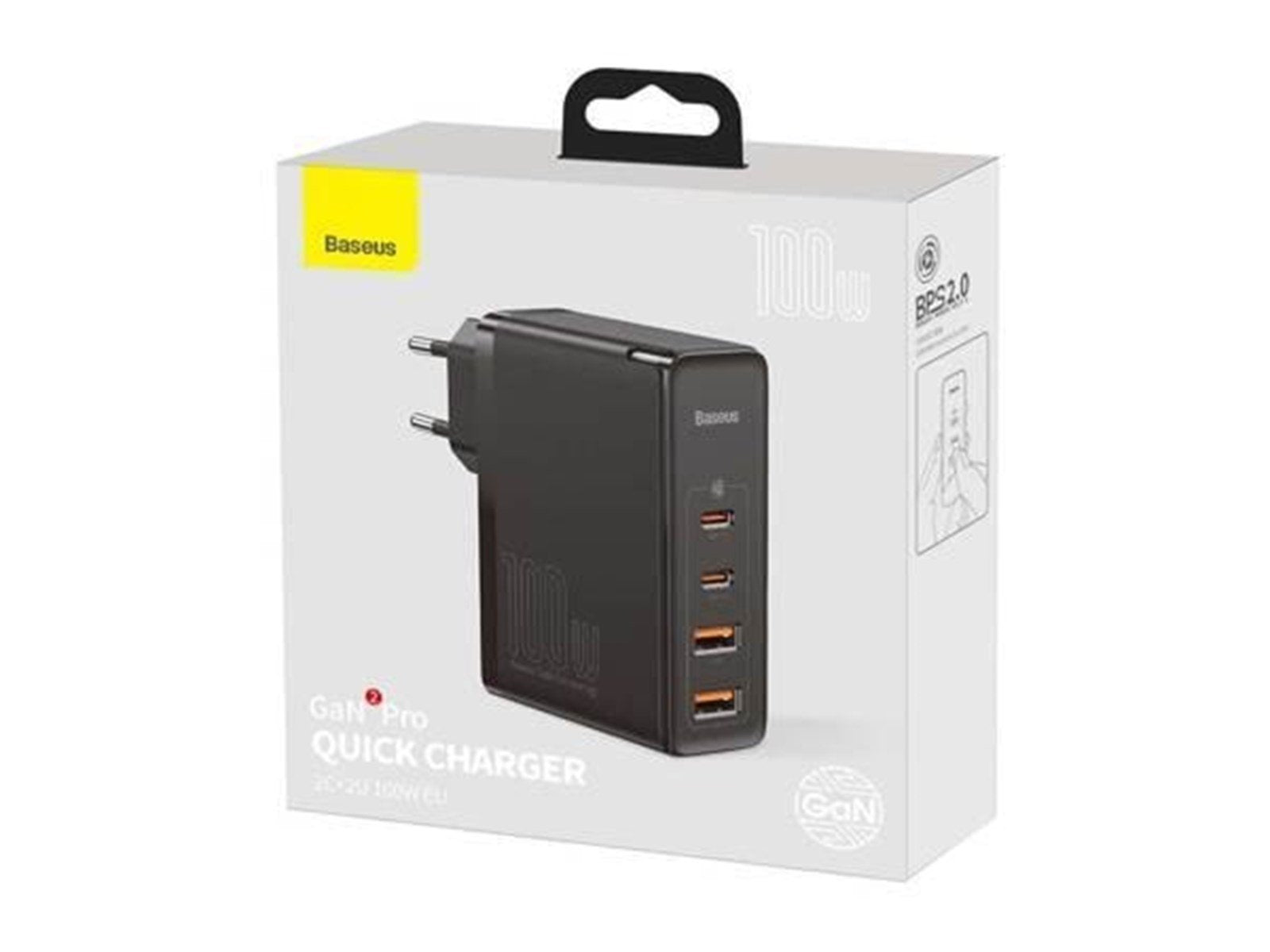 Baseus Travel Charger GaN2 Pro Quick 2x USB + 2x USB-C 100W EU (Black) USB-Hubs - 4 - Schwarz