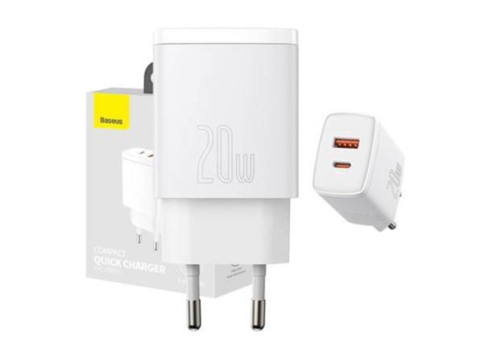 Baseus Compact Quick Charger USB USB-C 20W (white)