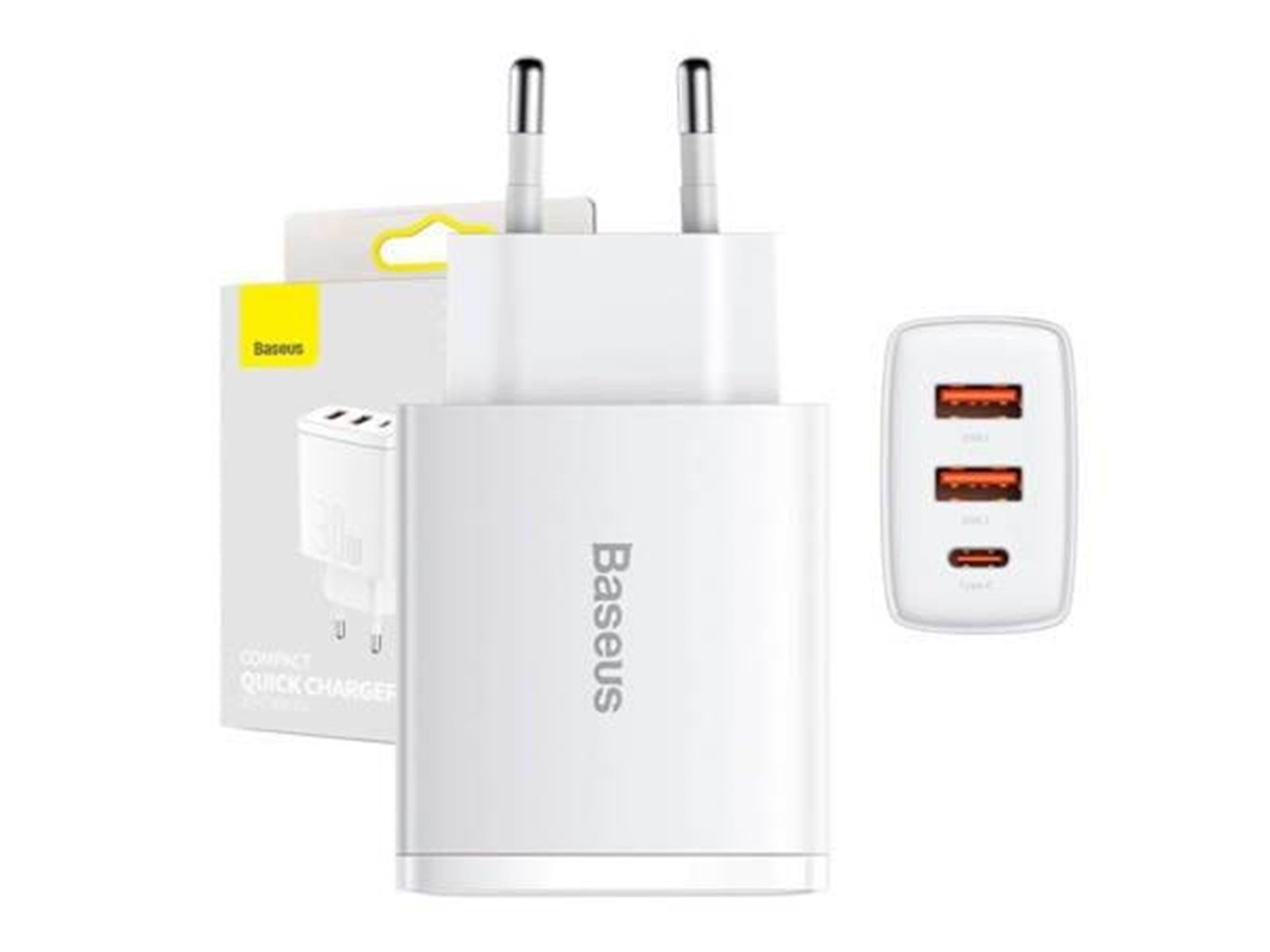 Baseus Compact Quick Charger 2xUSB USB-C PD 3A