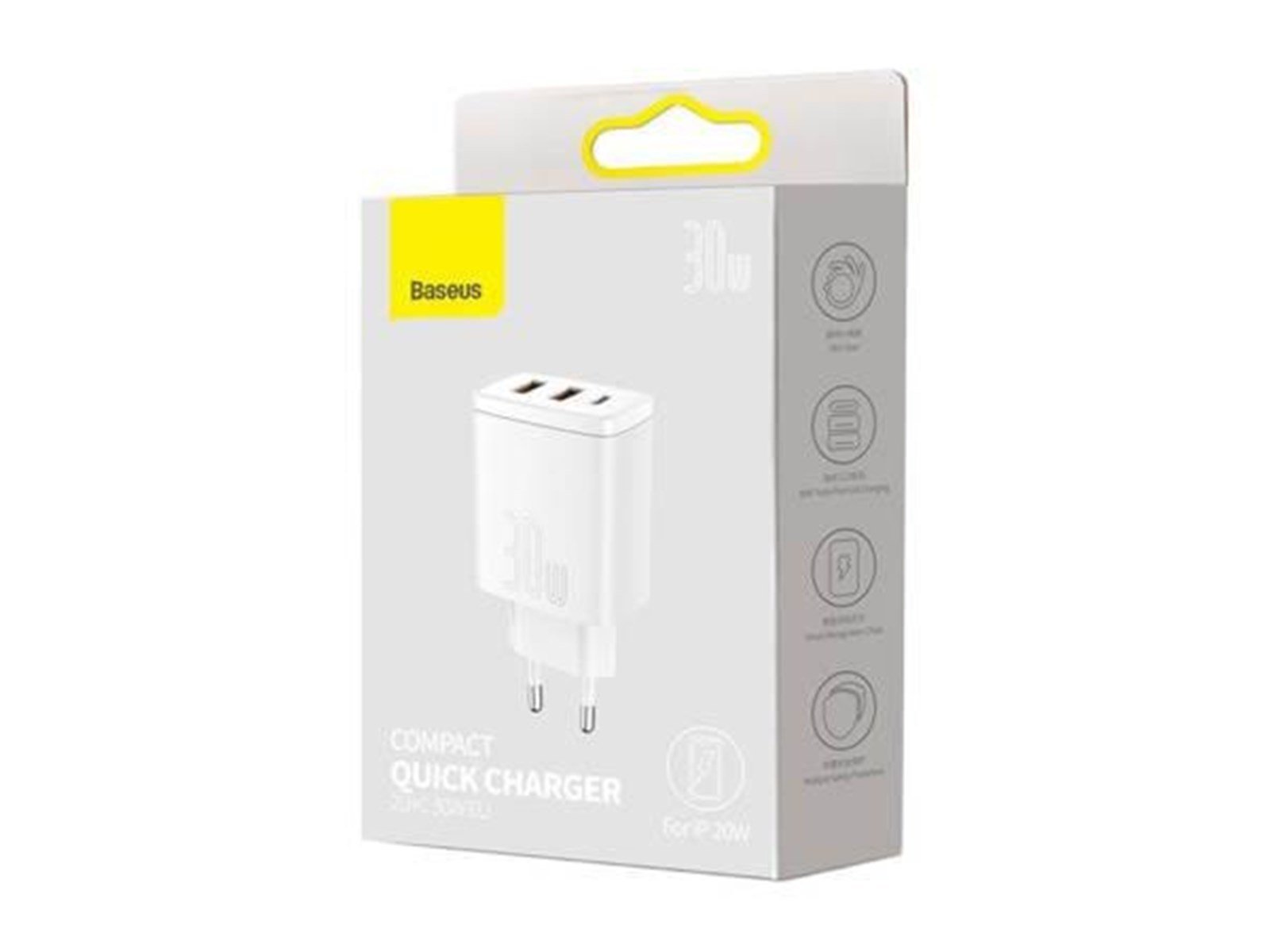 Baseus Compact Quick Charger 2xUSB USB-C PD 3A