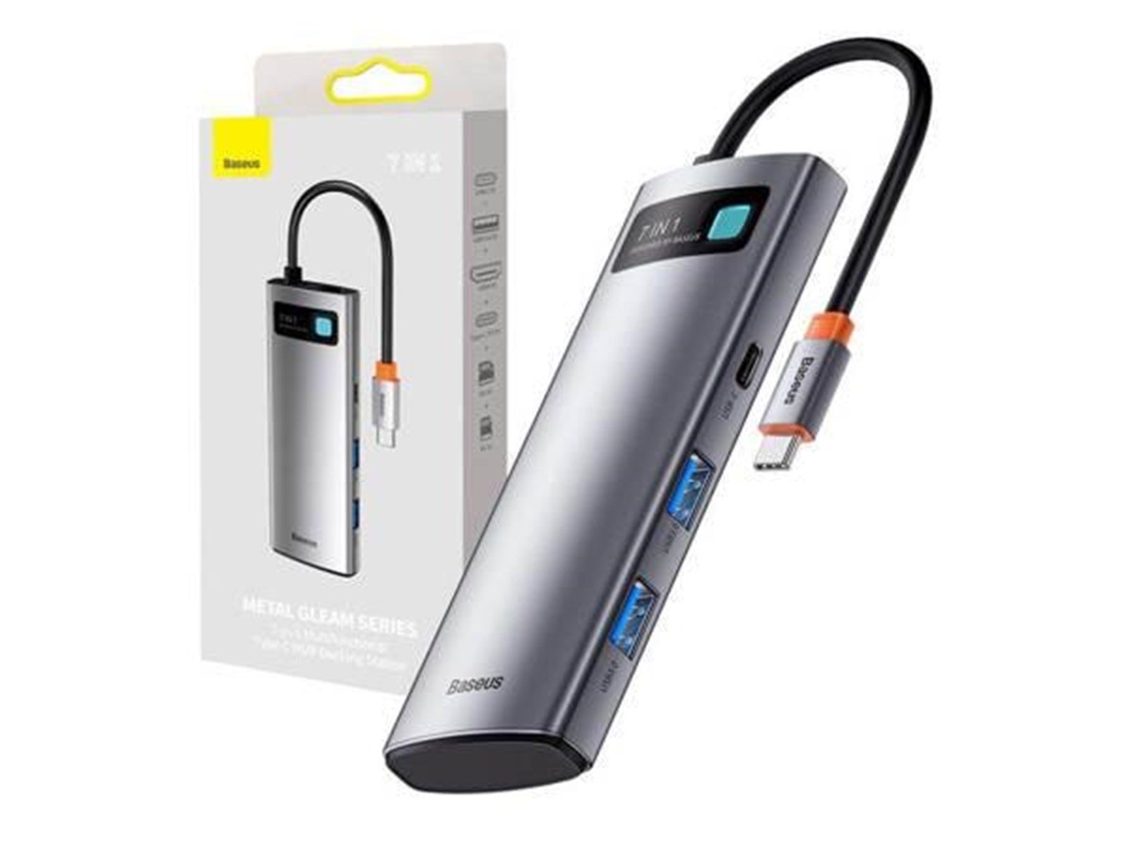 Baseus Hub-adapter 7-i-1 USB-C til 2x USB 3.0 + HDMI + USB-C PD USB-Hubs - USB 3.0 - 7 - Grau