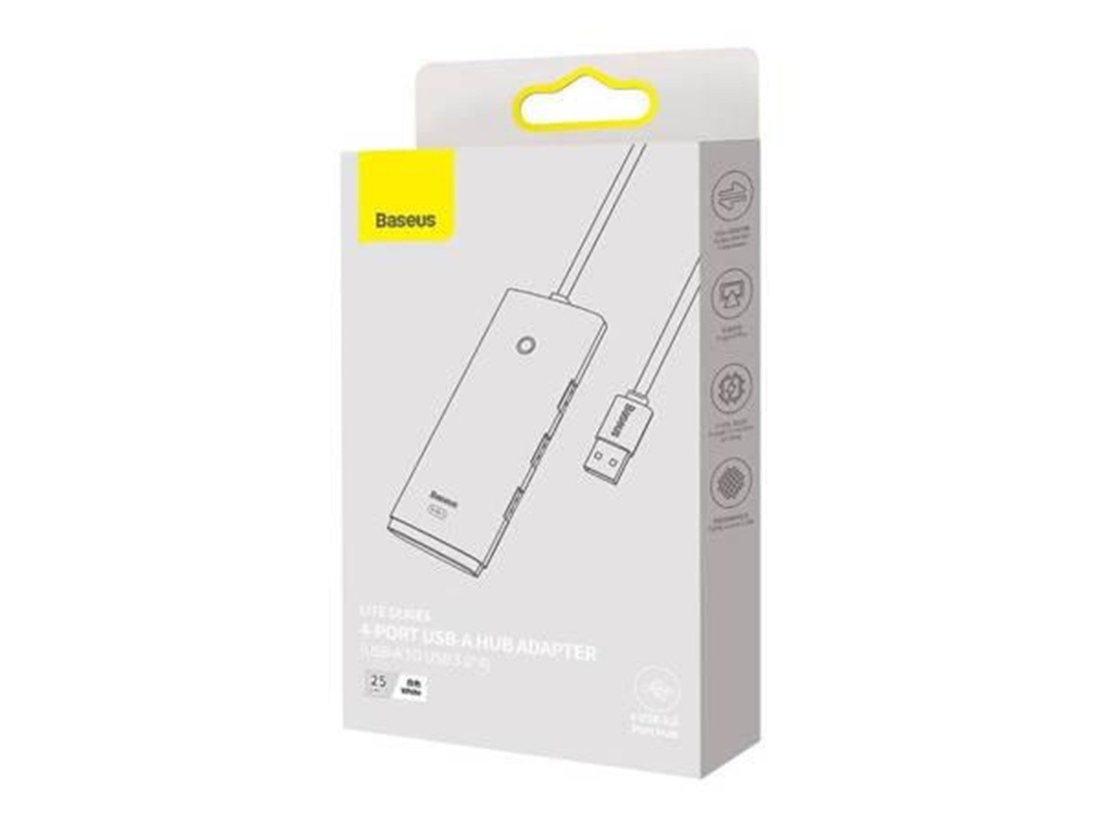 Baseus Lite Series Hub 4in1 USB to 4x USB 3.0 25cm (White) USB-Hubs - USB 3.0 - 4 - Weiß