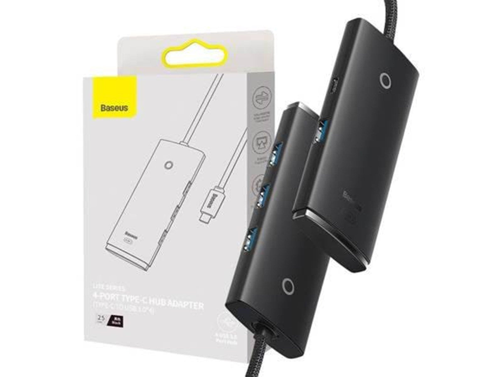 Baseus Lite Series Hub 4in1 USB-C to 4x USB 3.0 + USB-C 25cm (Black) USB-Hubs - USB 3.0 - 4 - Schwarz