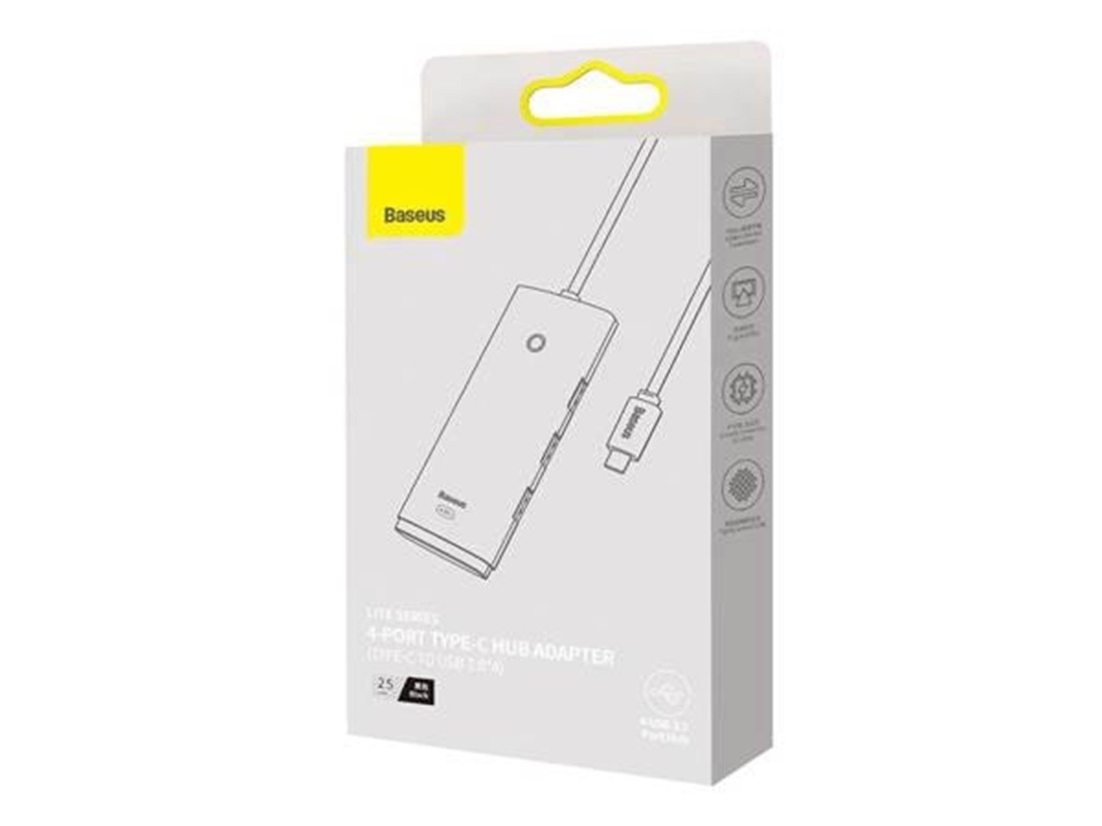 Baseus Lite Series Hub 4in1 USB-C to 4x USB 3.0 + USB-C 25cm (Black) USB-Hubs - USB 3.0 - 4 - Schwarz