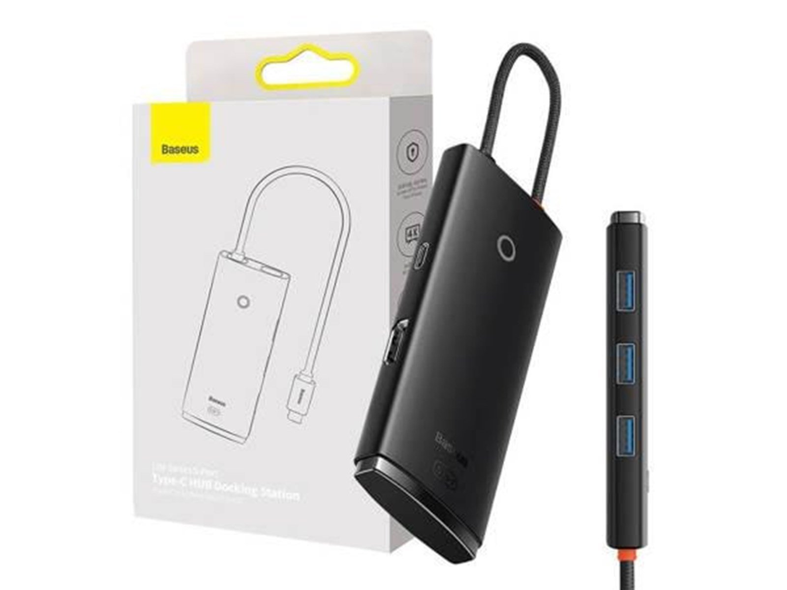 Baseus Lite Series Hub 5w1 USB-C to 3x USB 3.0 + USB-C + HDMI (black) USB-Hubs - USB 3.0 - 5 - Schwarz