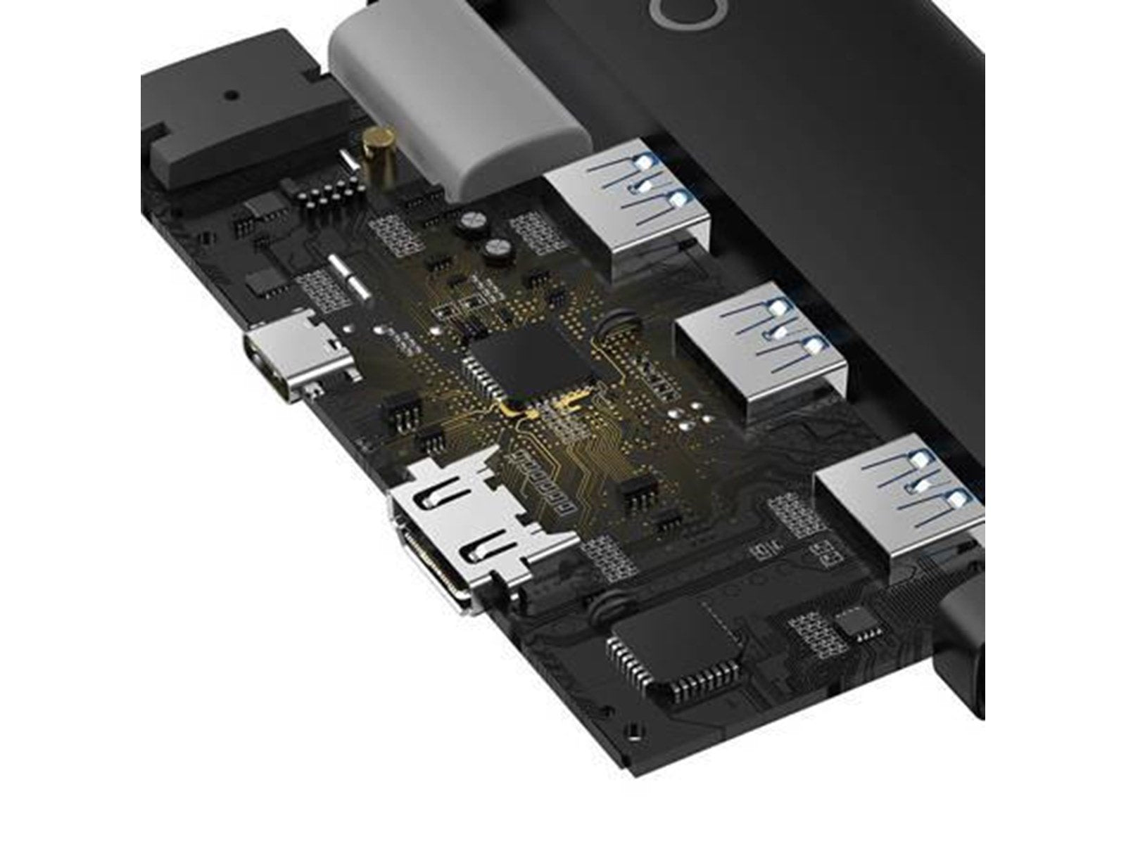 Baseus Lite Series Hub 5w1 USB-C to 3x USB 3.0 + USB-C + HDMI (black) USB-Hubs - USB 3.0 - 5 - Schwarz