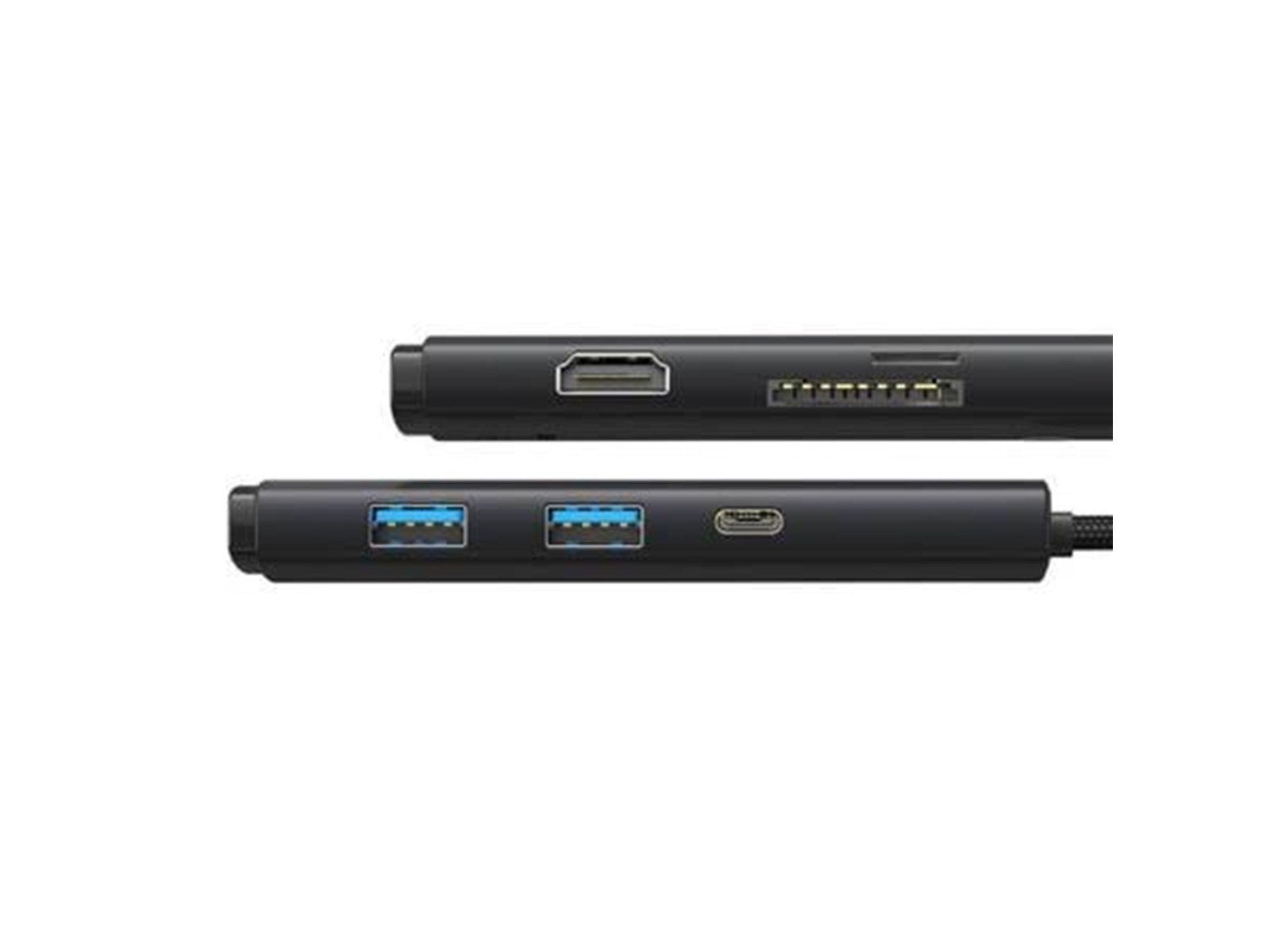 Baseus Lite Series Hub 6w1 USB-C to 2x USB 3.0 + USB-C + HDMI + SD/TF (black) USB-Hubs - USB 3.0 - 6 - Schwarz