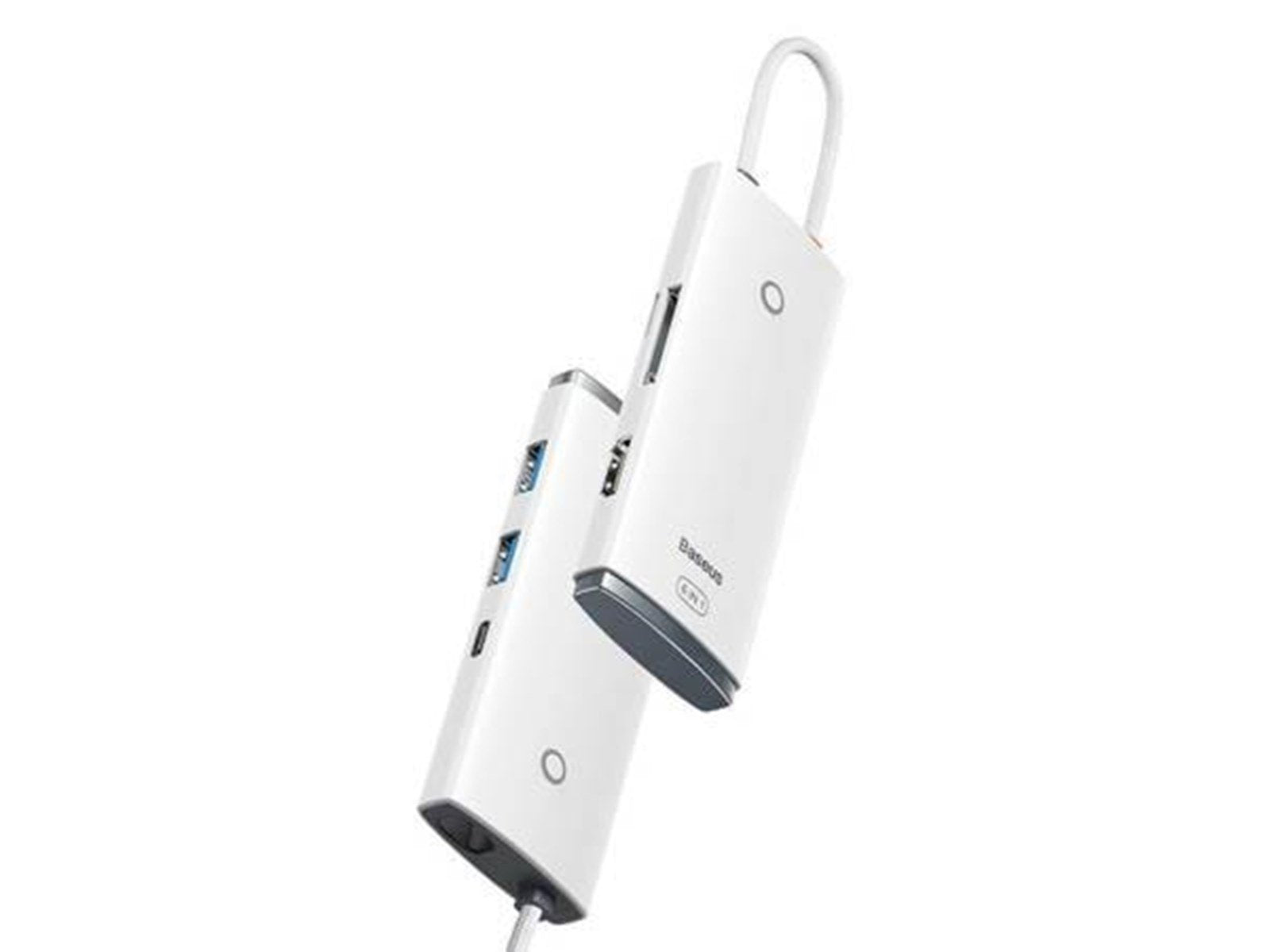 Baseus Lite Series Hub 6w1 USB-C to 2x USB 3.0 + USB-C PD + HDMI + SD/TF (white) USB-Hubs - USB 3.0 - 5 - Weiß