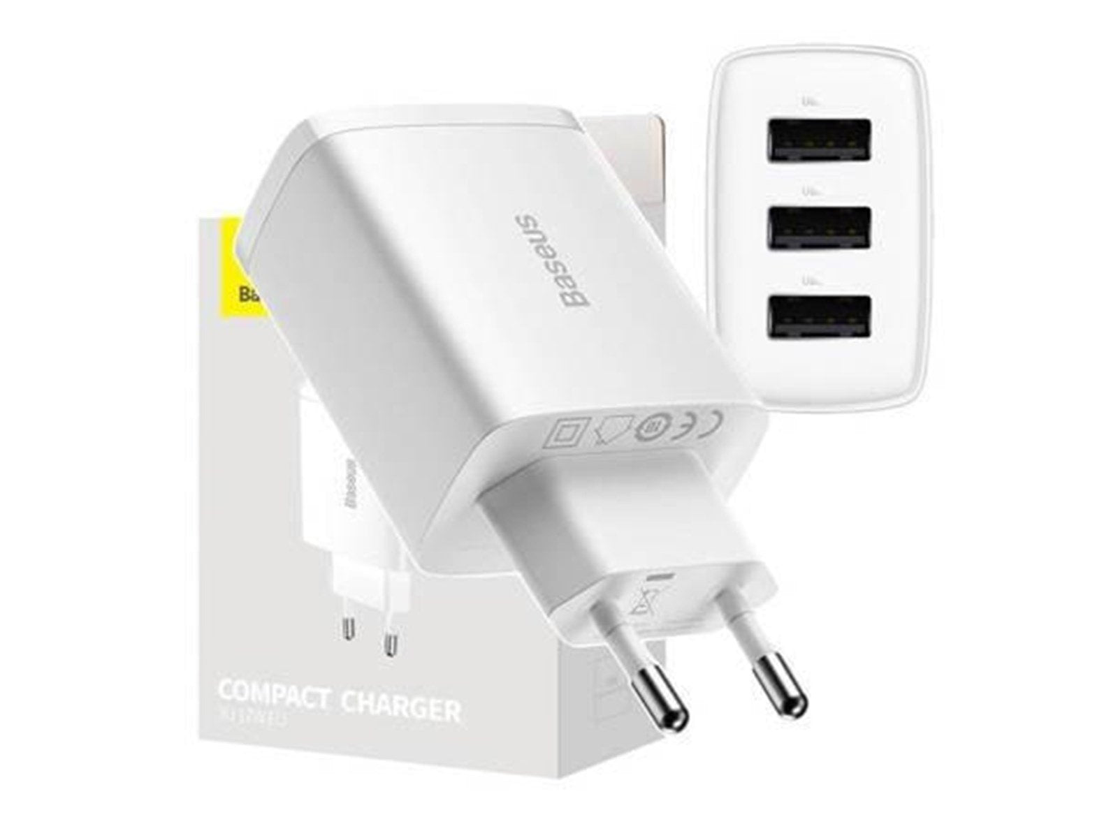 Baseus Compact Quick Charger 3x USB 17W (White)