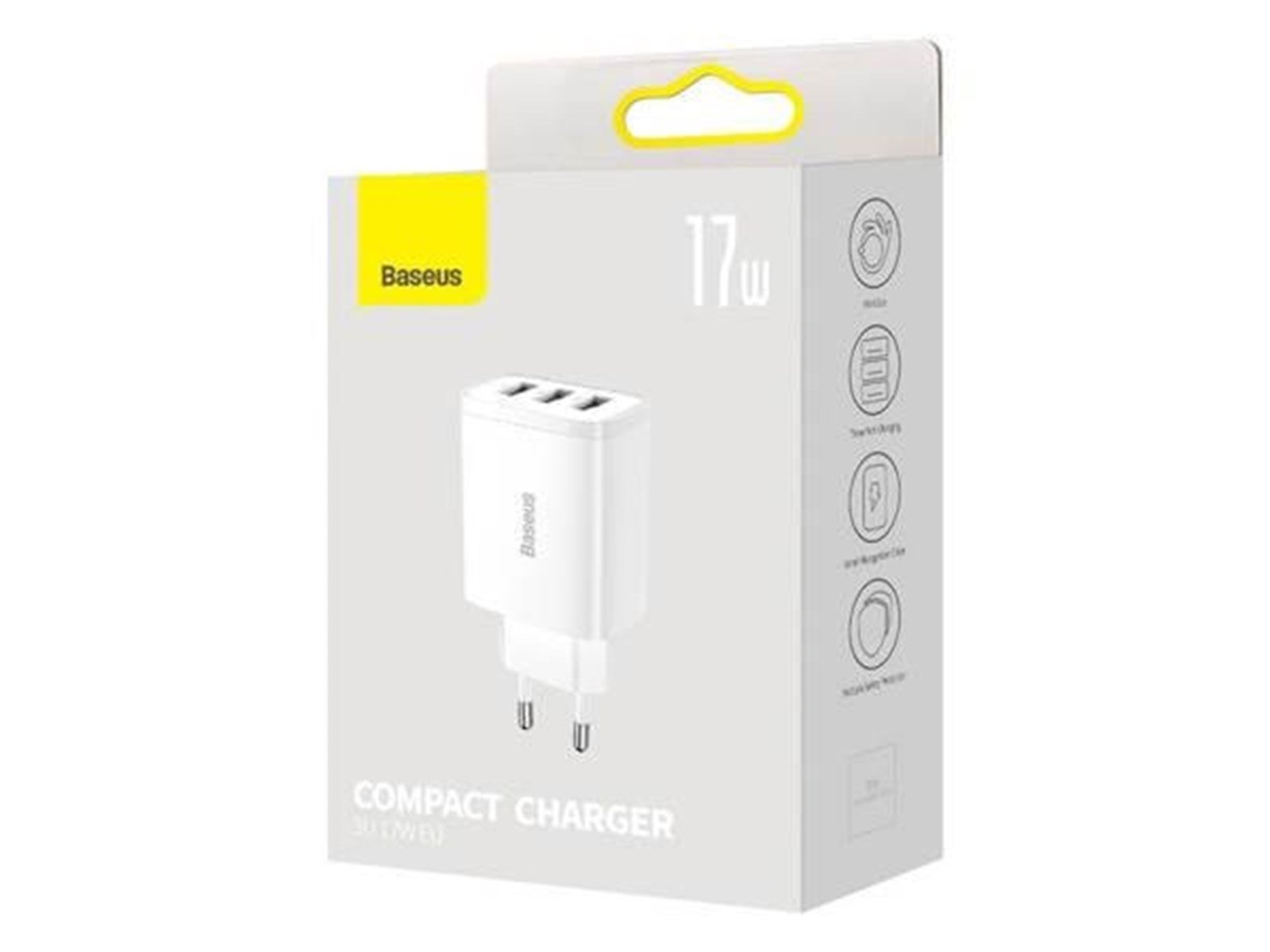 Baseus Compact Quick Charger 3x USB 17W (White)