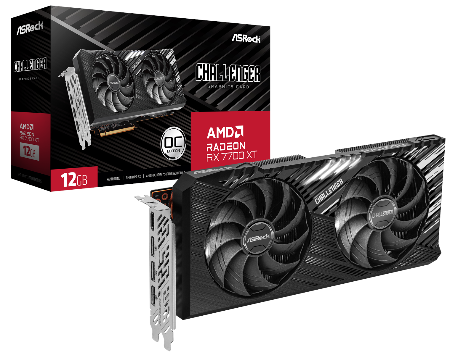 ASRock Radeon RX 7700 XT Challenger OC - 12GB GDDR6 RAM - Grafikkarte