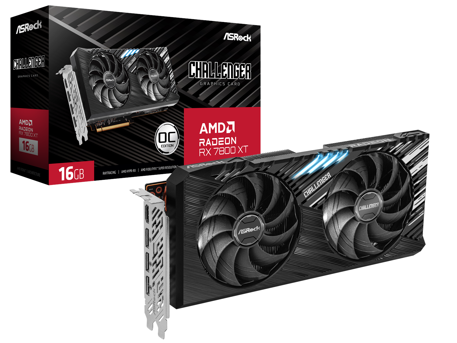 ASRock Radeon RX 7800 XT Challenger OC - 16GB GDDR6 RAM - Grafikkarte