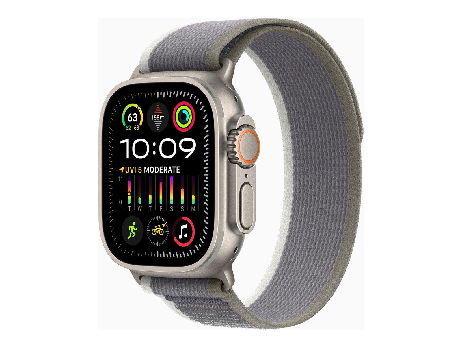Apple Watch Ultra 2 GPS + Cellular 49mm - Titanium Case with Green/Grey Trail Loop - S/M