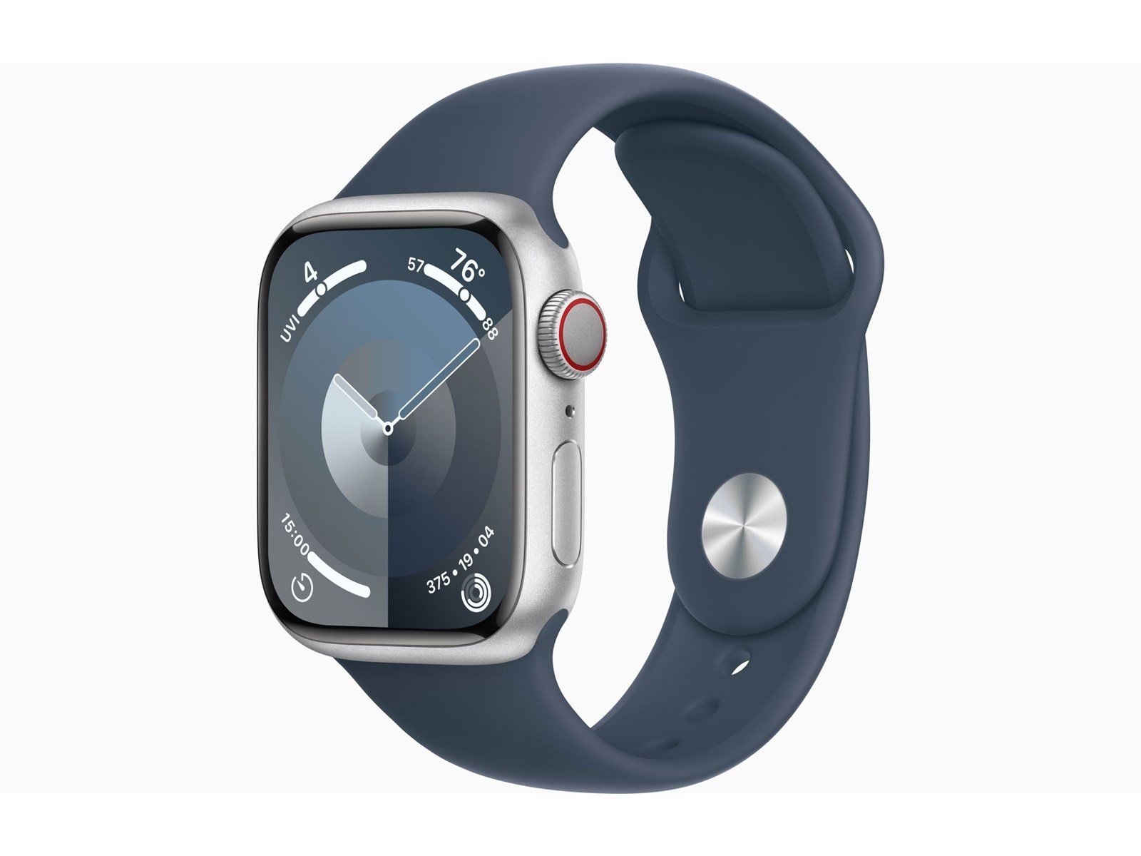 Apple Watch Series 9 GPS + Cellular 41mm - Silver Aluminium Case with Storm Blue Sport Band - S/M