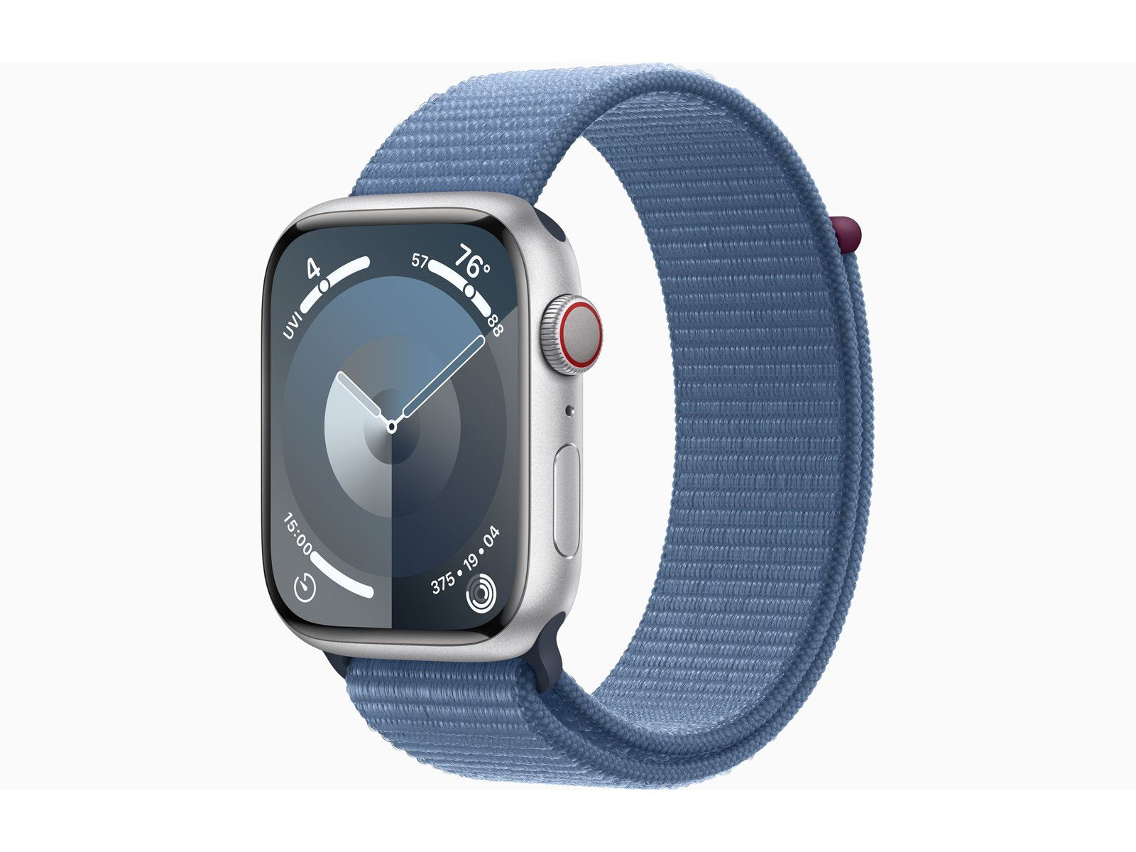 Apple Watch Series 9 GPS + Cellular 45mm - Silver Aluminium Case with Winter Blue Sport Loop