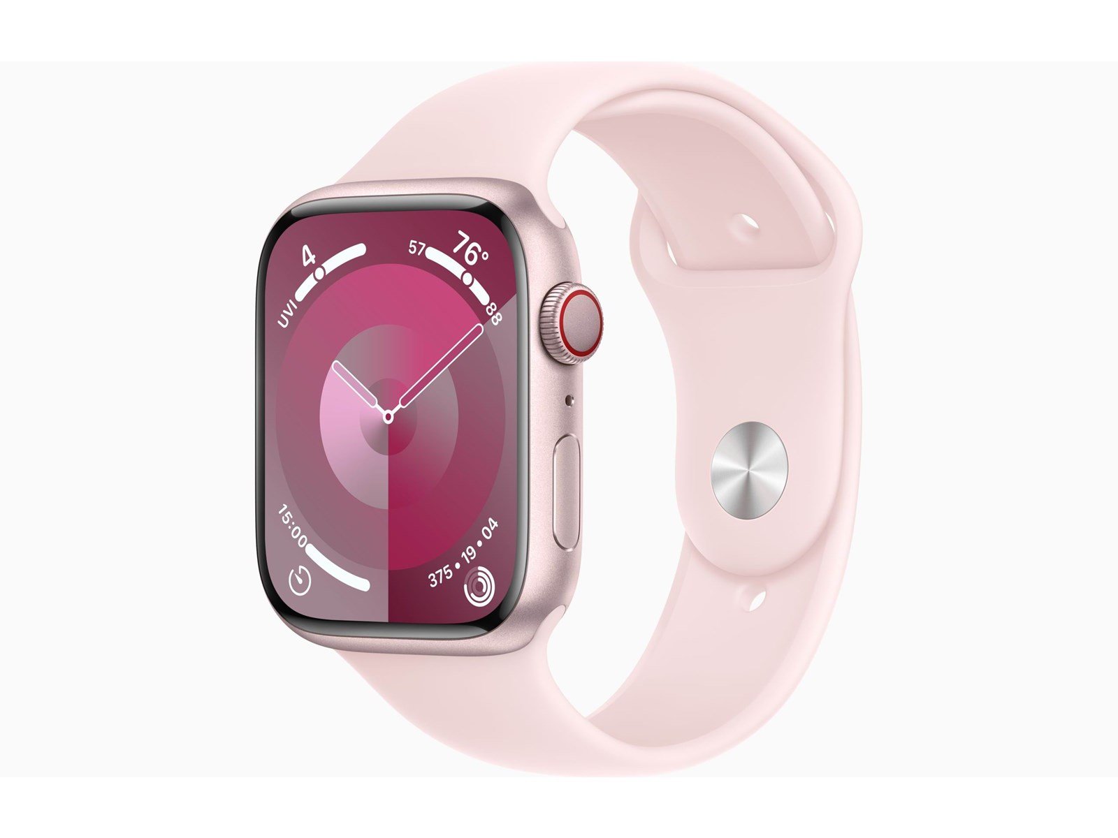 Apple Watch Series 9 GPS + Cellular 45mm - Pink Aluminium Case with Light Pink Sport Band - S/M