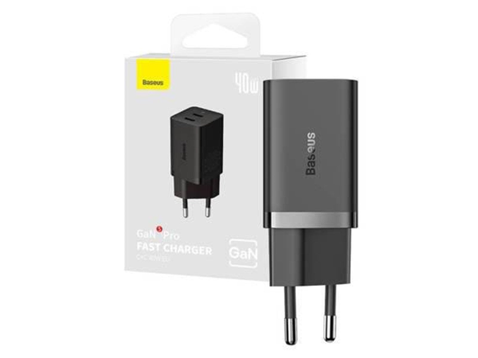 Baseus 40W 2xUSB-C Wall Charger GaN5 - Black