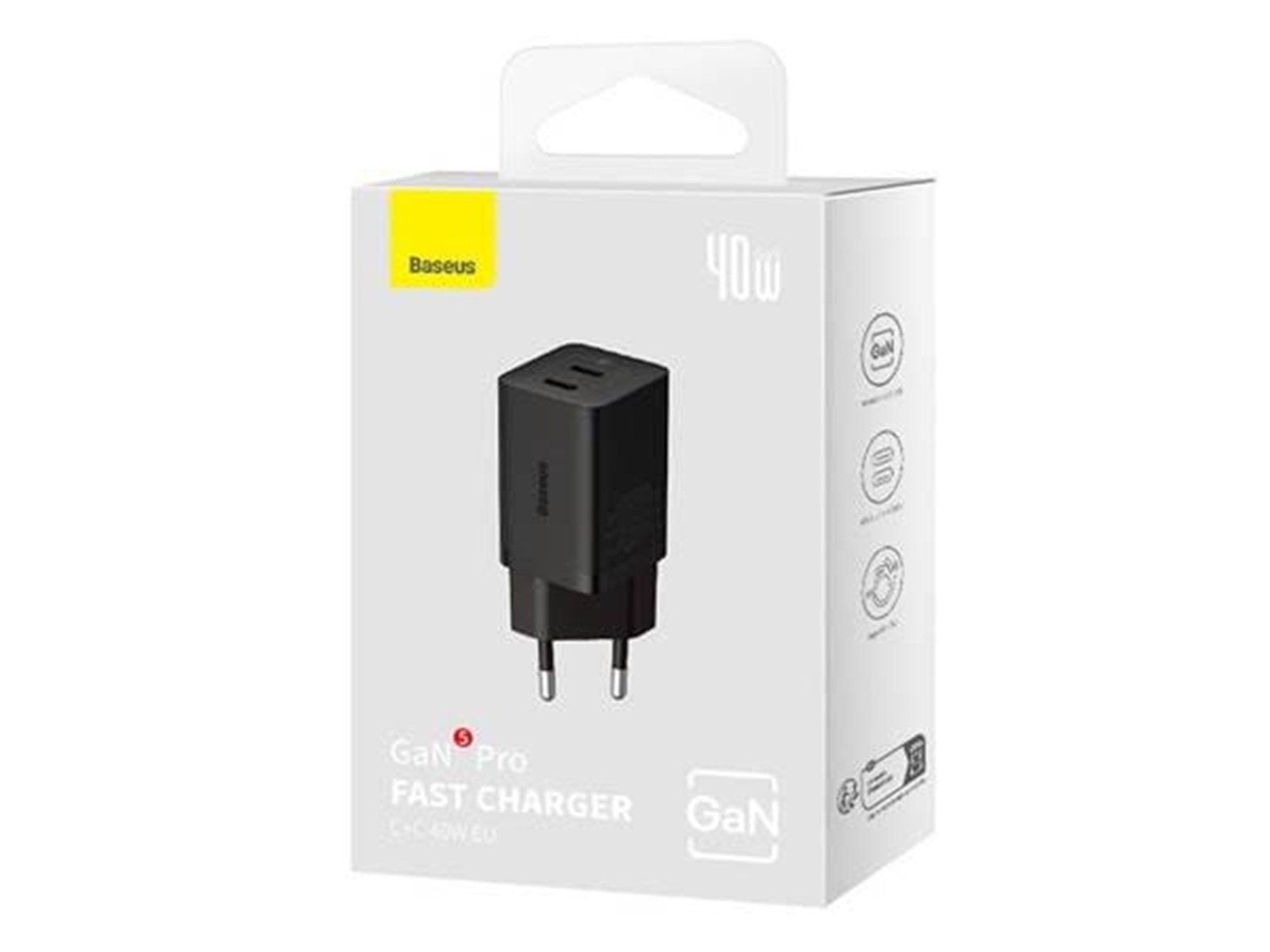 Baseus 40W 2xUSB-C Wall Charger GaN5 - Black