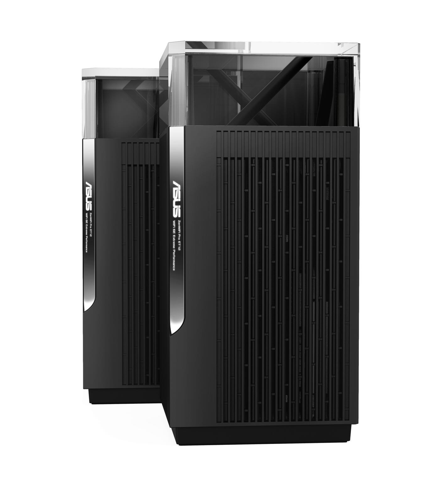 ASUS ZenWiFi Pro ET12 AXE11000 Tri-Band WiFi 6E Mesh System 2er Set kombinierbarer Router (6GHz-Band, duale 2.5G WAN LAN