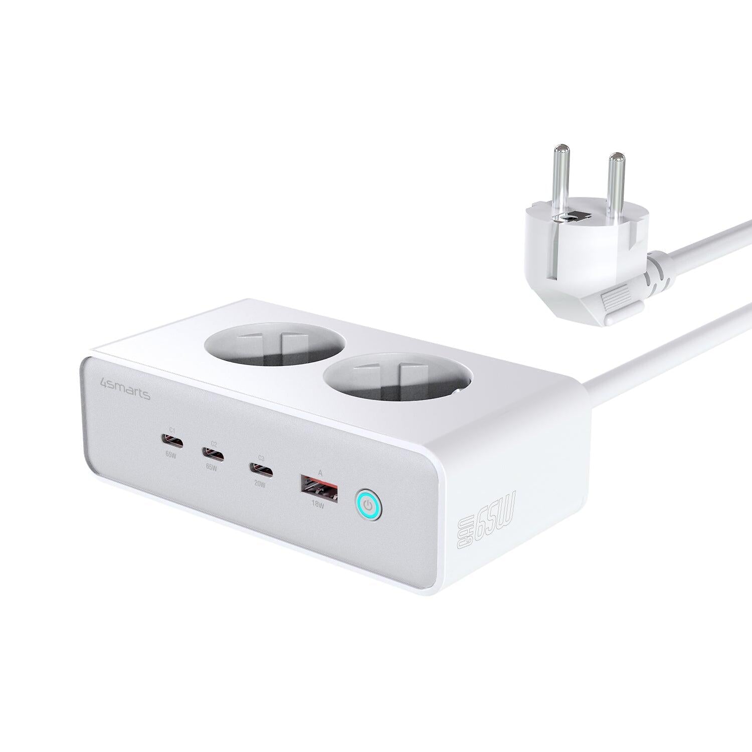 4smarts Desk Charger GaN 65W mit AC-Steckdosen, weiß